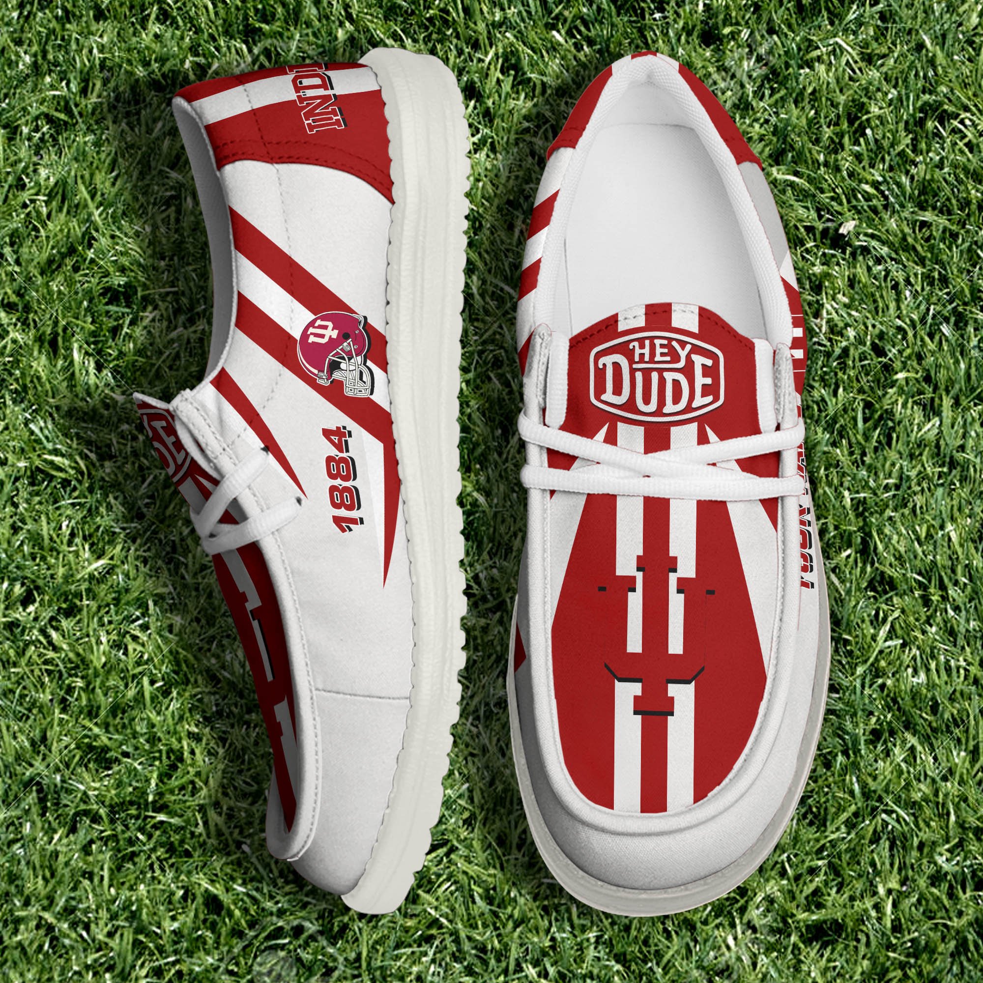 JWFancy Indiana Hoosiers Hey Dude Shoes Wally Men's Lace Up Loafers Comfortable For Men And Women