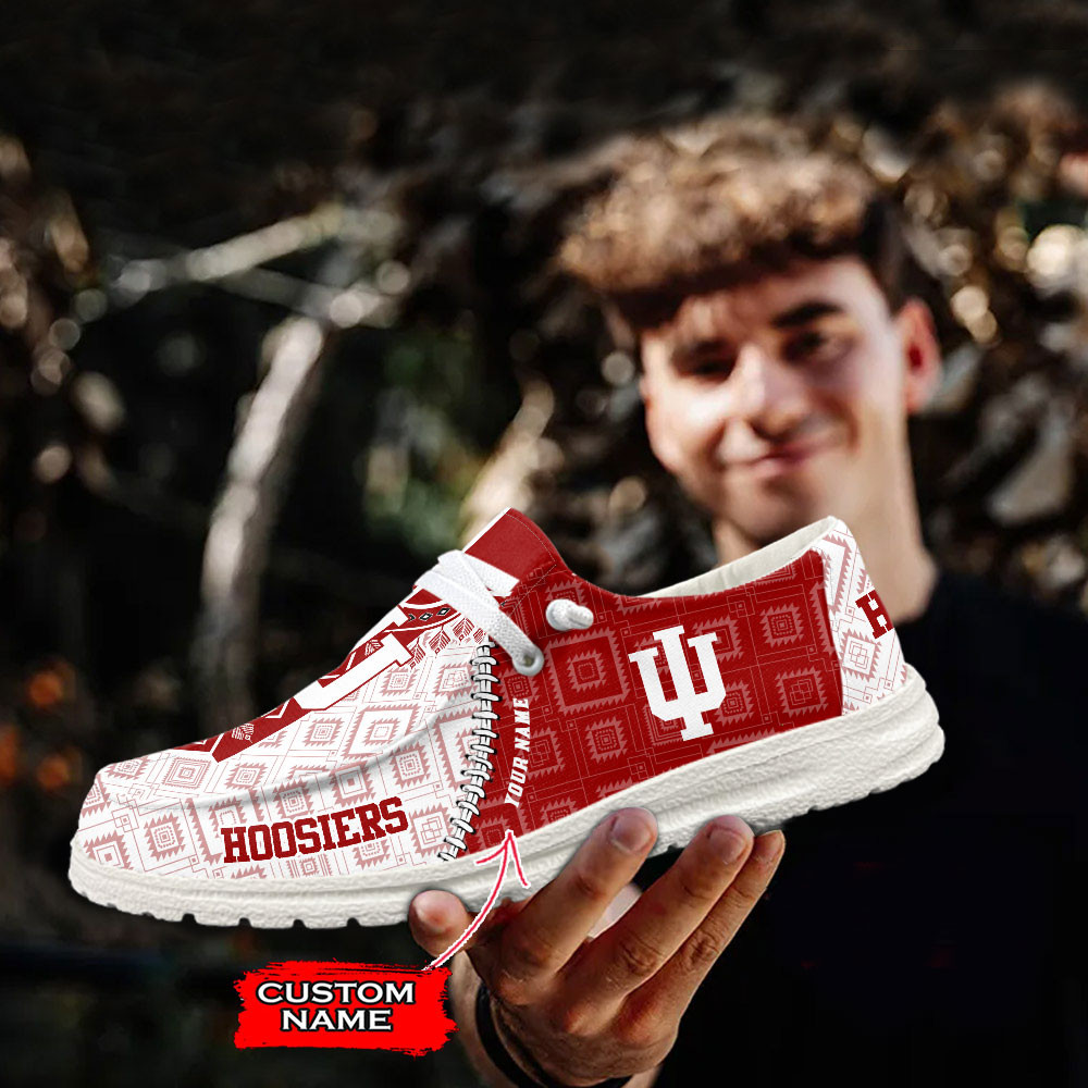 JWFancy Indiana Hoosiers Hey Dude Shoes Wally Men's Lace Up Loafers Comfortable For Men And Women