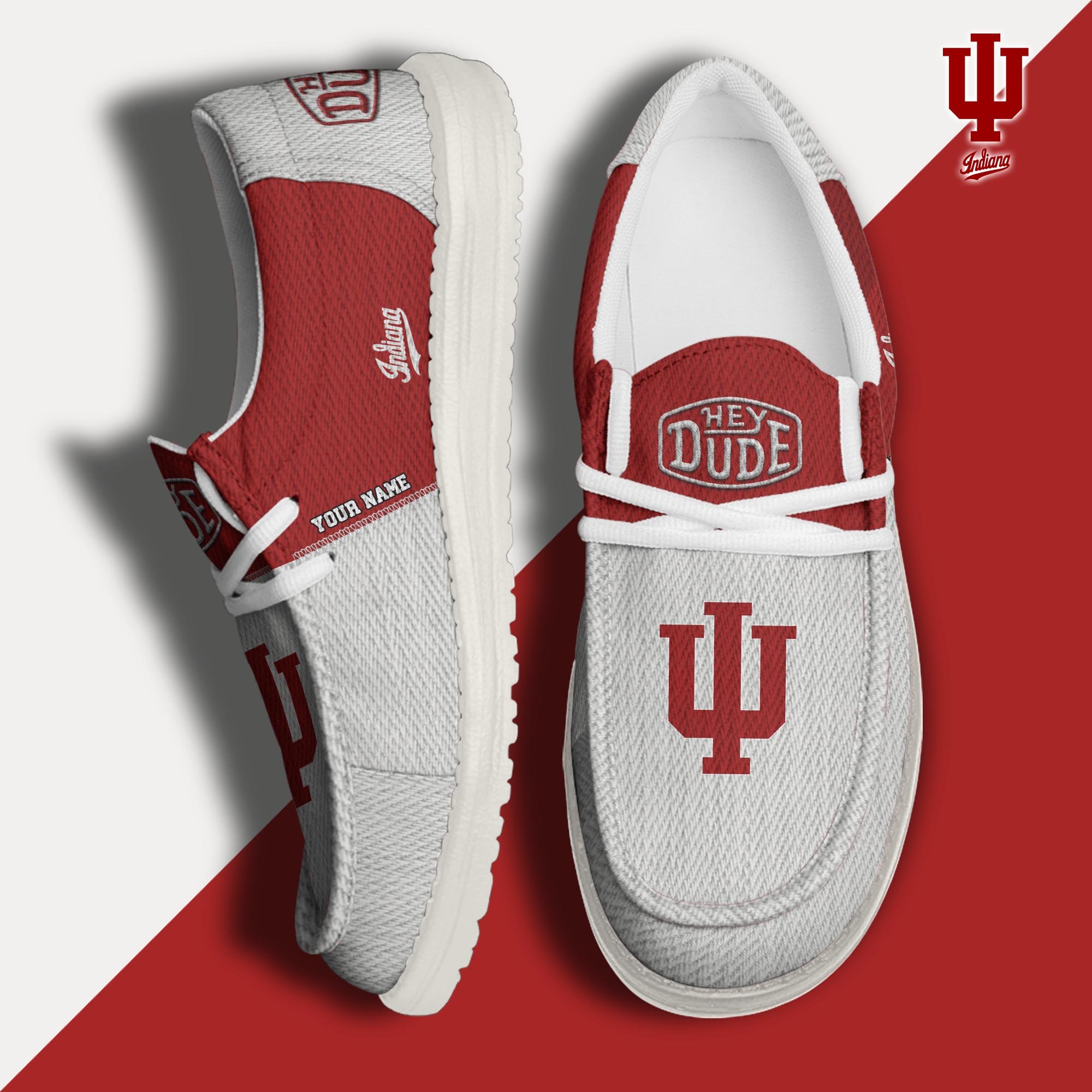 JWFancy Indiana Hoosiers Hey Dude Shoes Wally Men's Lace Up Loafers Comfortable For Men And Women