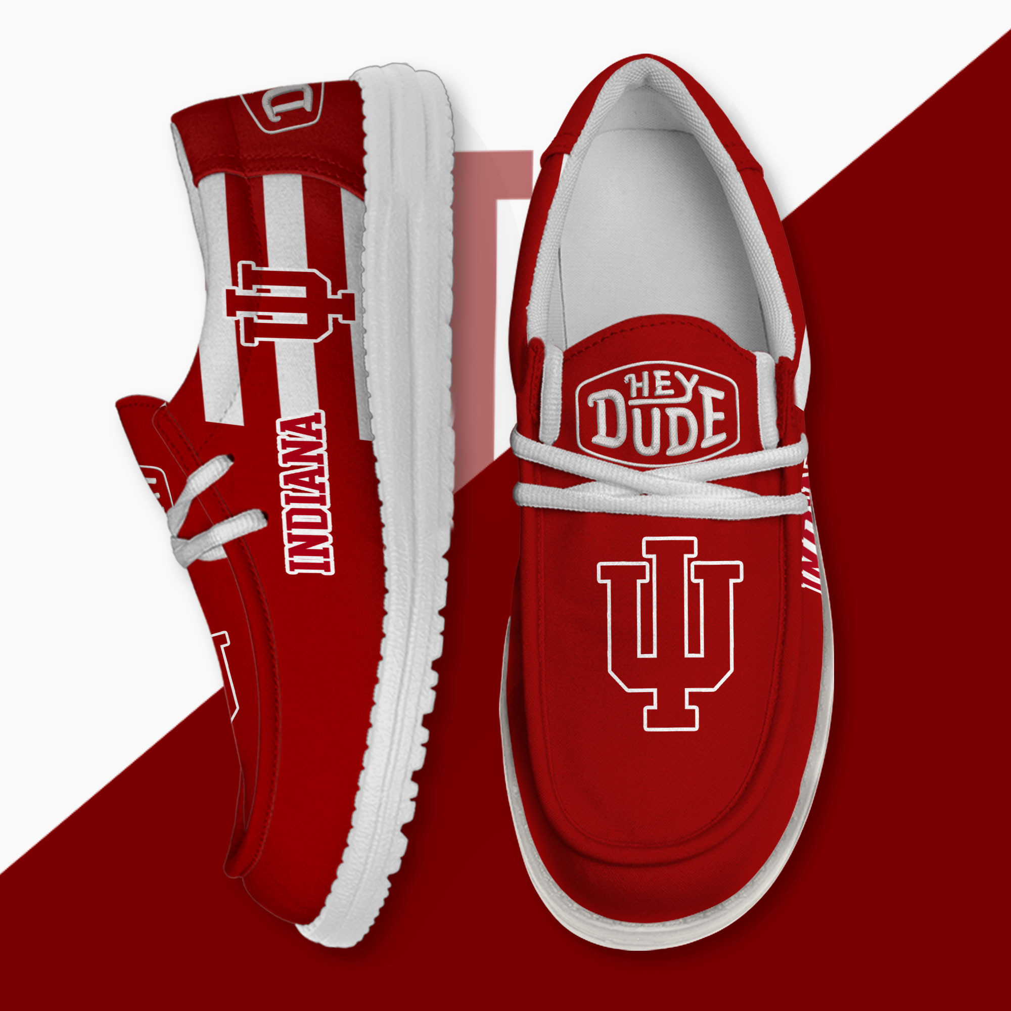 JWFancy Indiana Hoosiers Hey Dude Shoes Wally Men's Lace Up Loafers Comfortable For Men And Women