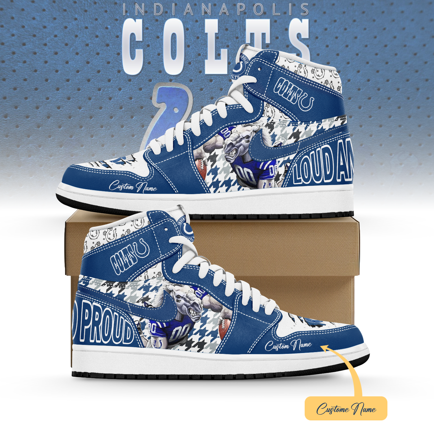 JWFancy Indianapolis Colts AJ1 High Sneakers Shoes For Men And Women