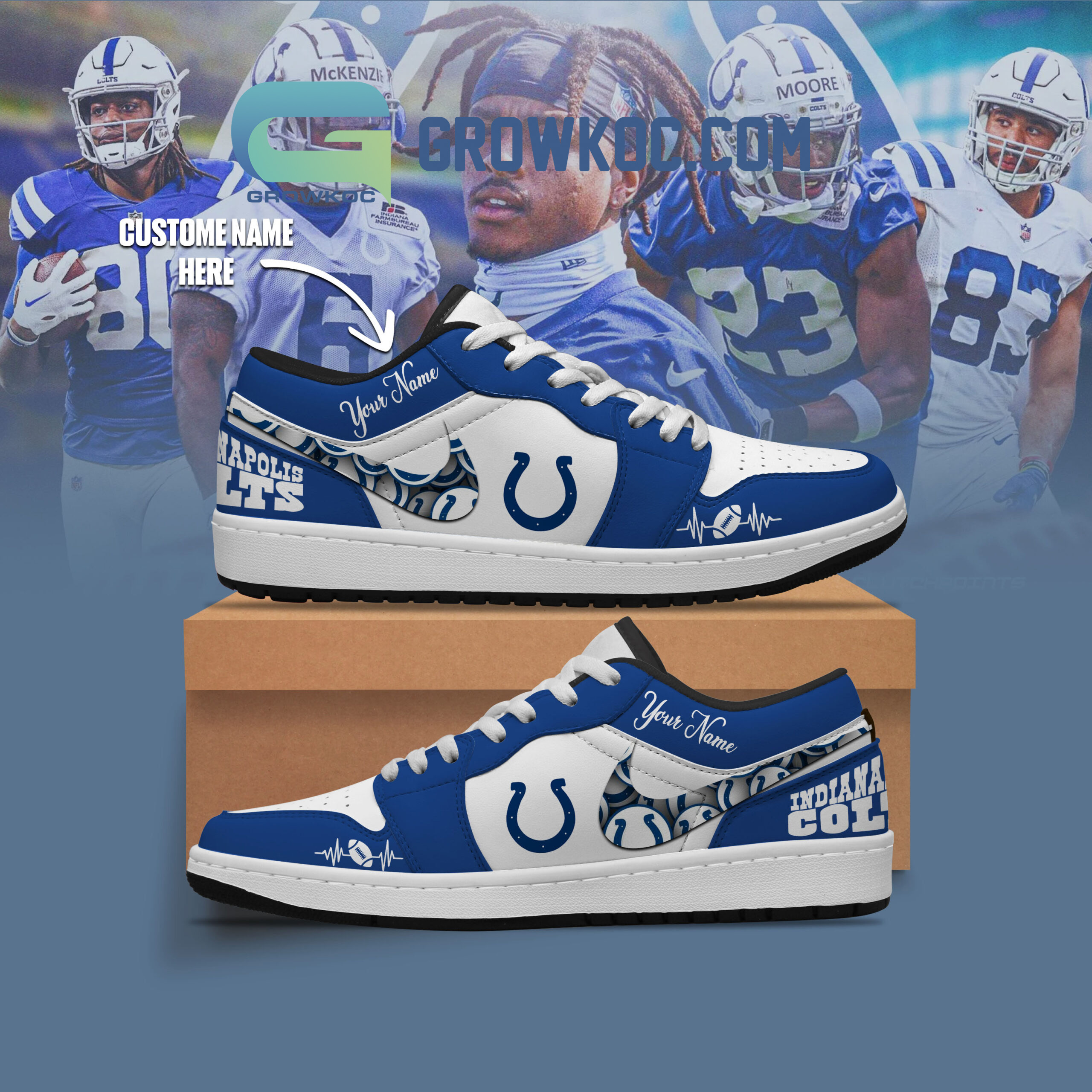 JWFancy Indianapolis Colts AJ1 Low Sneakers Shoes For Men And Women