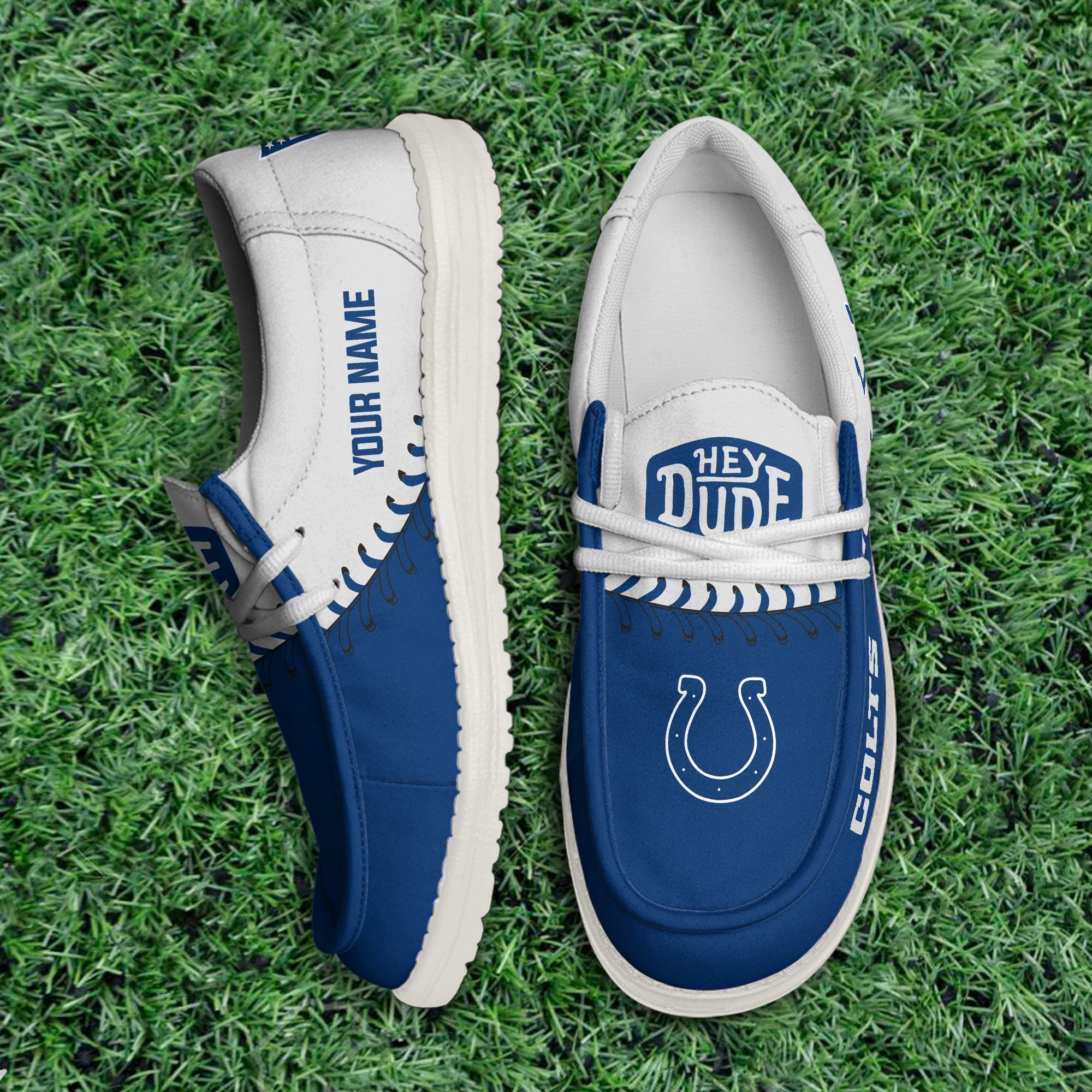 JWFancy Indianapolis Colts Hey Dude Shoes Wally Men's Lace Up Loafers Comfortable For Men And Women
