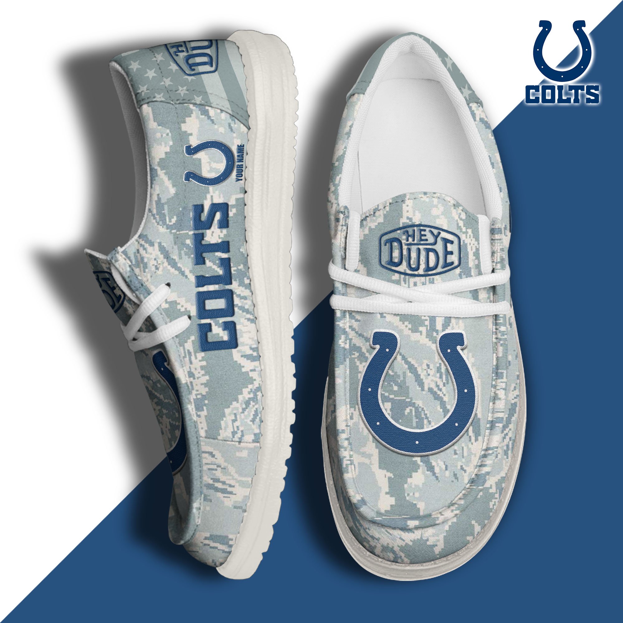 JWFancy Indianapolis Colts Hey Dude Shoes Wally Men's Lace Up Loafers Comfortable For Men And Women