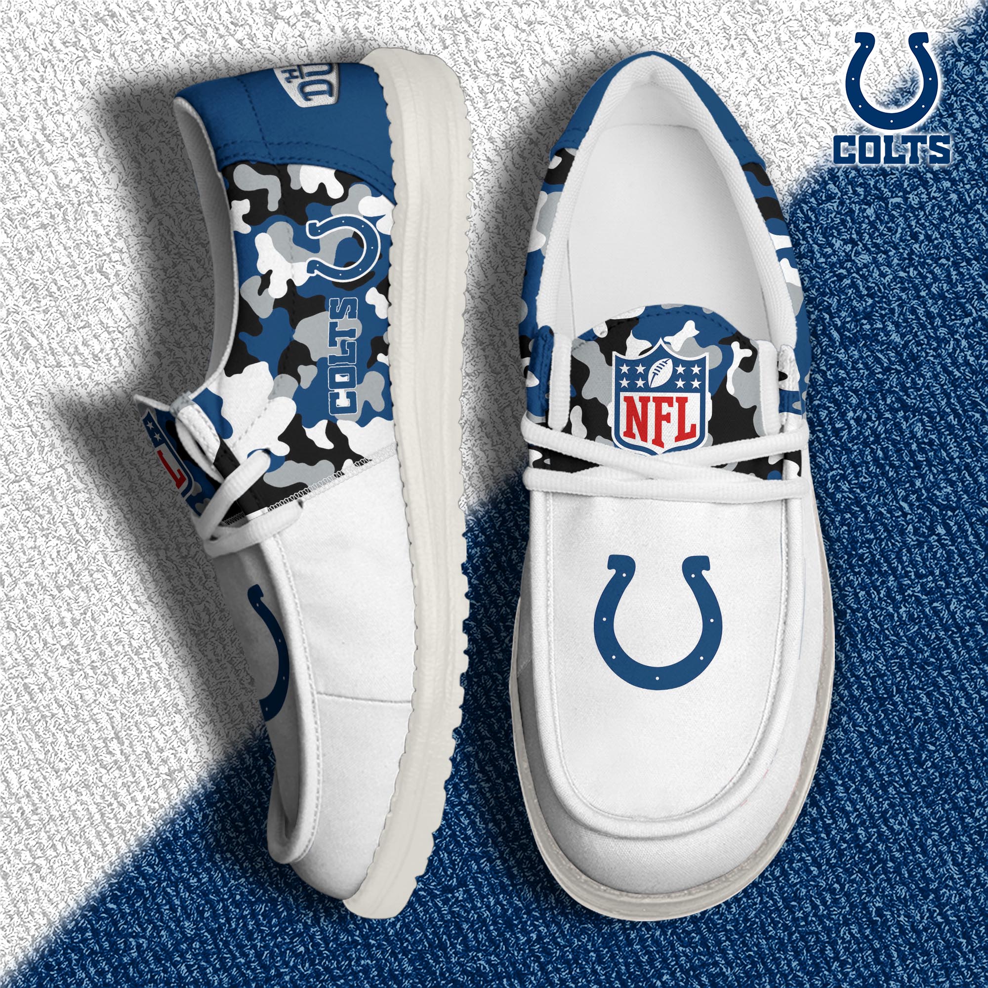 JWFancy Indianapolis Colts Hey Dude Shoes Wally Men's Lace Up Loafers Comfortable For Men And Women