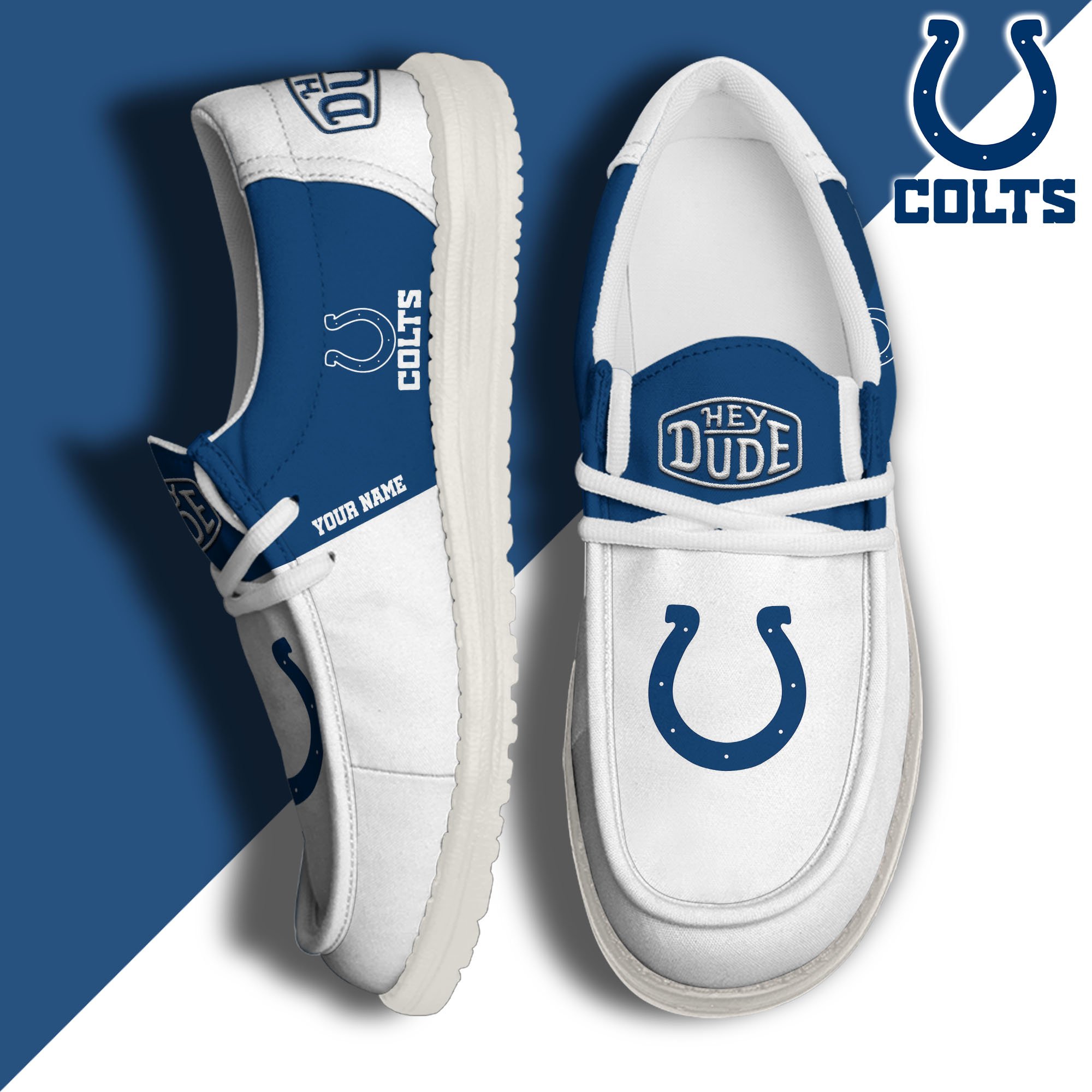JWFancy Indianapolis Colts Hey Dude Shoes Wally Men's Lace Up Loafers Comfortable For Men And Women