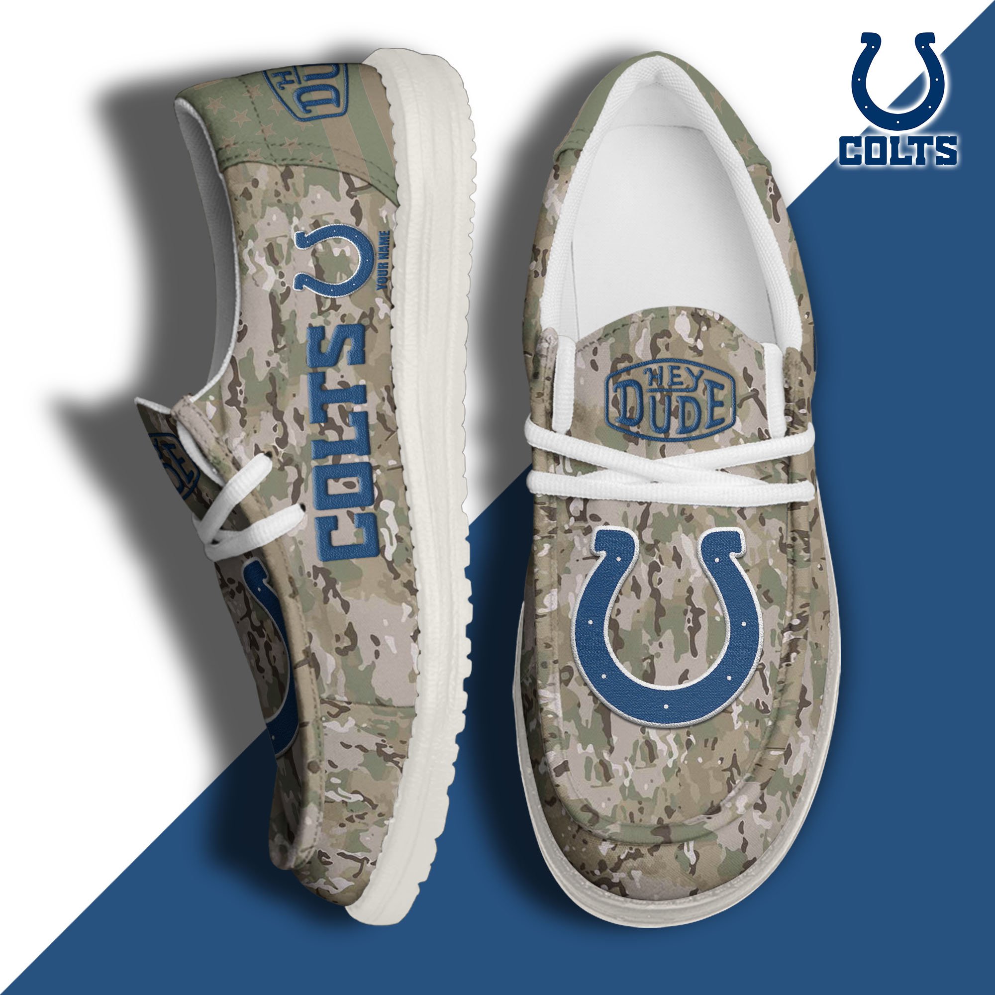 JWFancy Indianapolis Colts Hey Dude Shoes Wally Men's Lace Up Loafers Comfortable For Men And Women