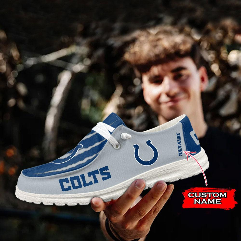 JWFancy Indianapolis Colts Hey Dude Shoes Wally Men's Lace Up Loafers Comfortable For Men And Women