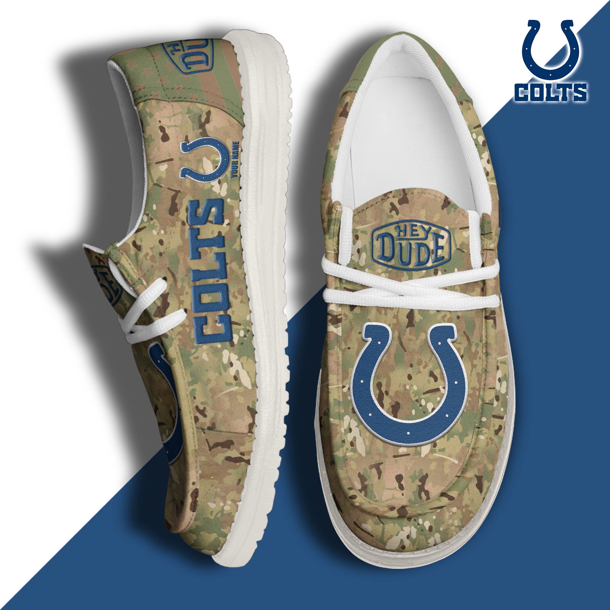 JWFancy Indianapolis Colts Hey Dude Shoes Wally Men's Lace Up Loafers Comfortable For Men And Women