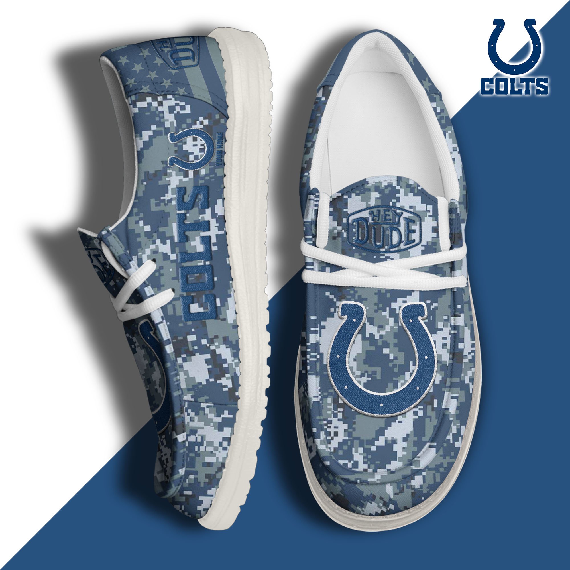 JWFancy Indianapolis Colts Hey Dude Shoes Wally Men's Lace Up Loafers Comfortable For Men And Women