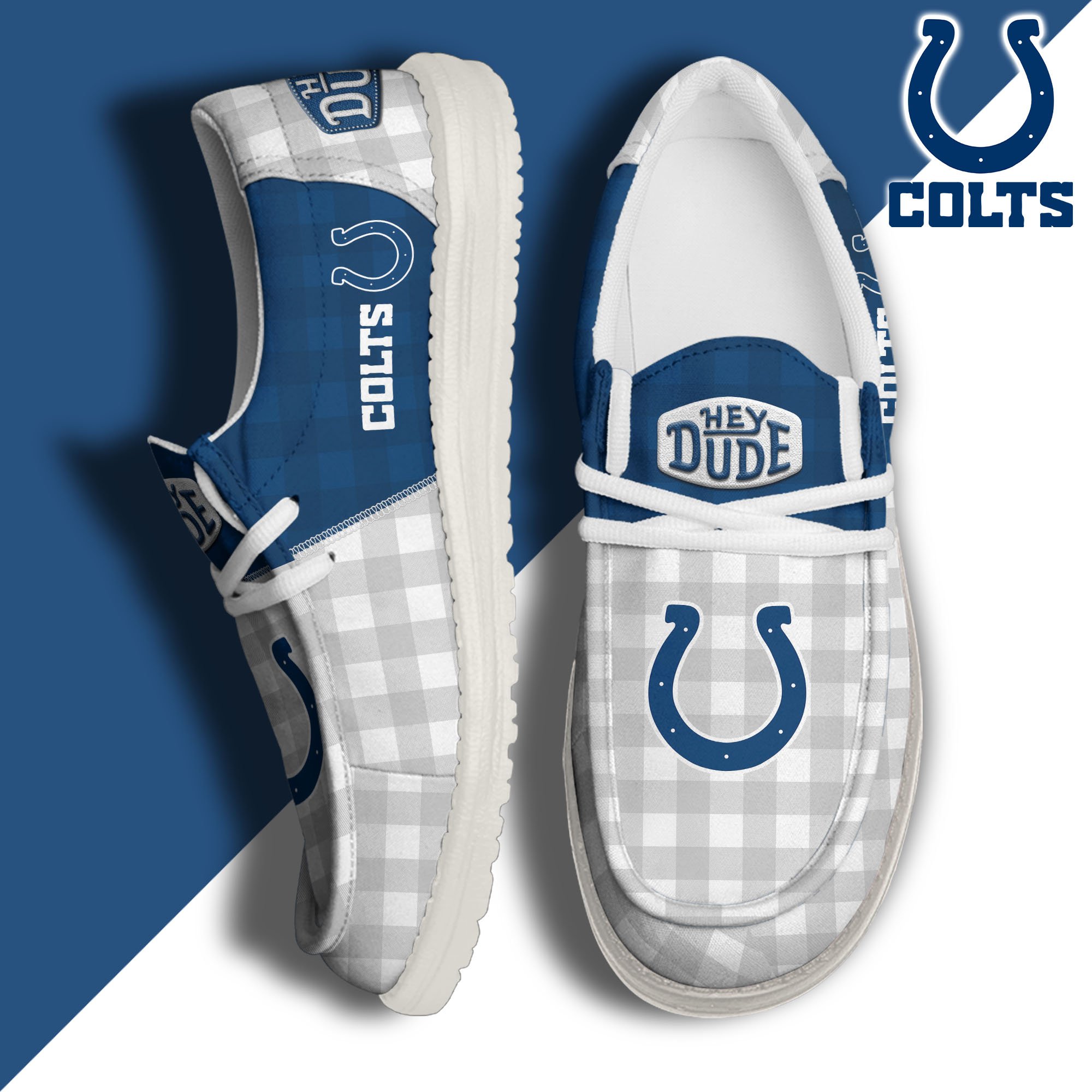 JWFancy Indianapolis Colts Hey Dude Shoes Wally Men's Lace Up Loafers Comfortable For Men And Women