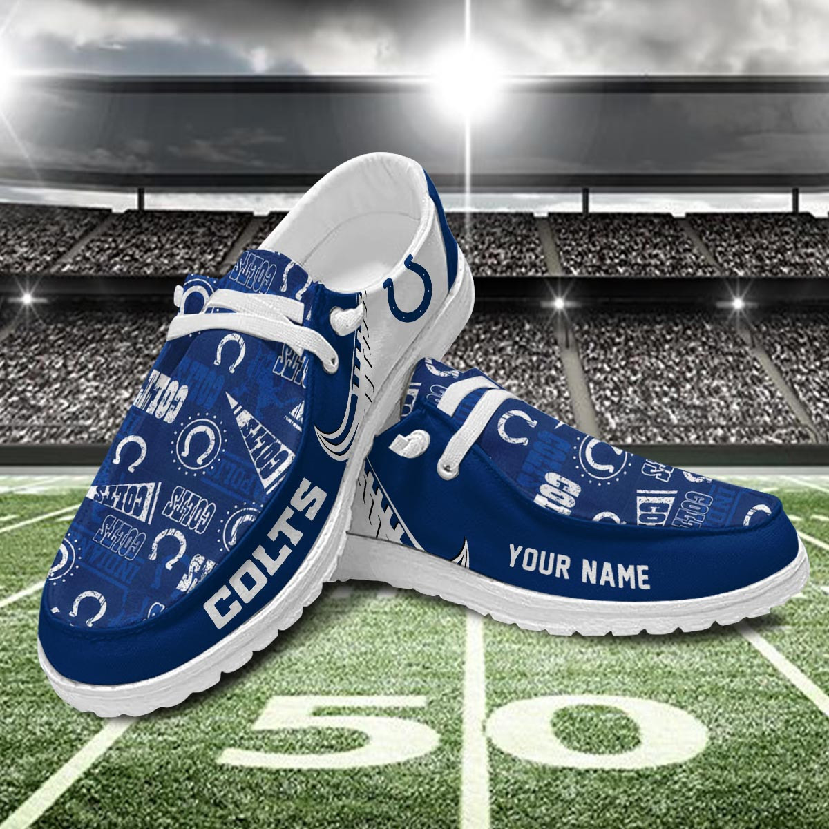 JWFancy Indianapolis Colts Hey Dude Shoes Wally Men's Lace Up Loafers Comfortable For Men And Women