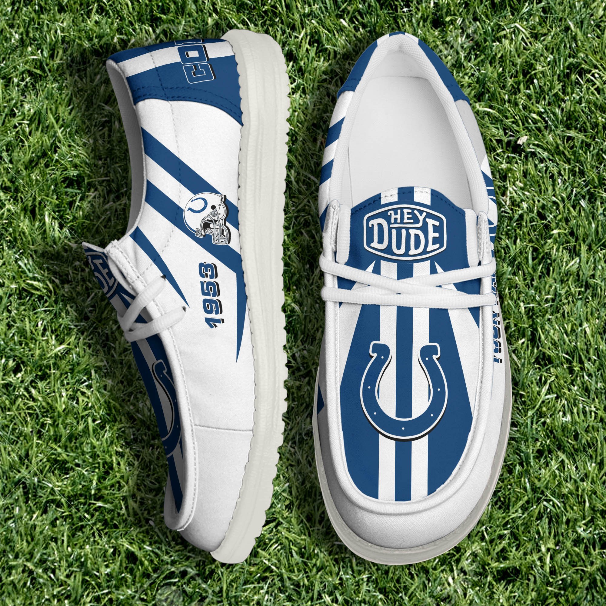 JWFancy Indianapolis Colts Hey Dude Shoes Wally Men's Lace Up Loafers Comfortable For Men And Women