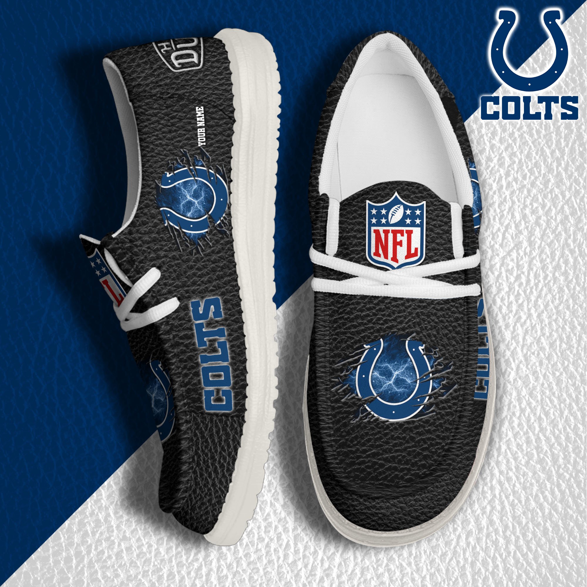 JWFancy Indianapolis Colts Hey Dude Shoes Wally Men's Lace Up Loafers Comfortable For Men And Women