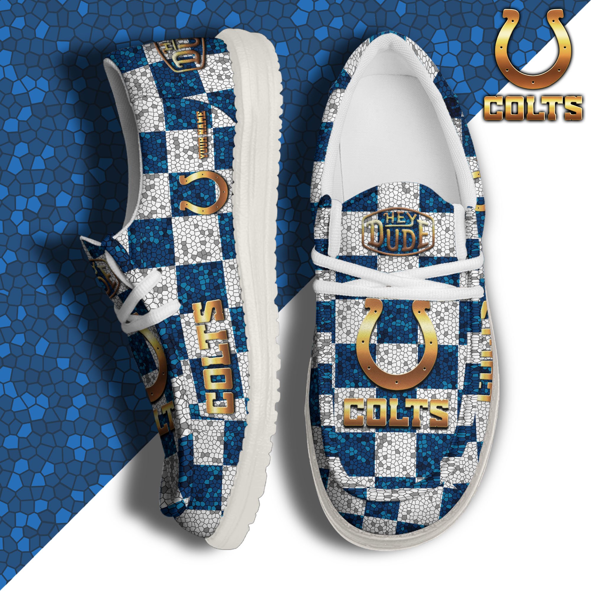 JWFancy Indianapolis Colts Hey Dude Shoes Wally Men's Lace Up Loafers Comfortable For Men And Women