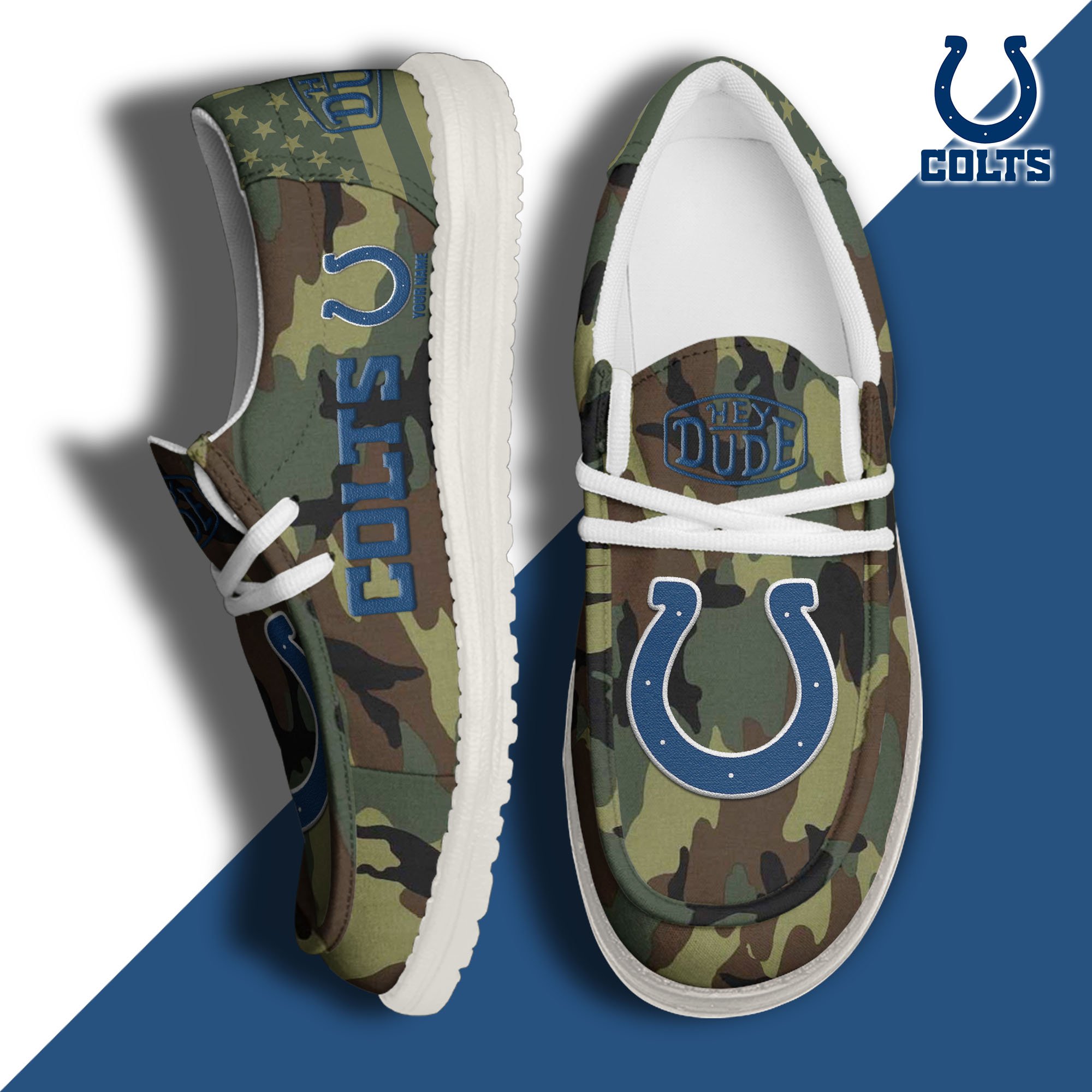 JWFancy Indianapolis Colts Hey Dude Shoes Wally Men's Lace Up Loafers Comfortable For Men And Women
