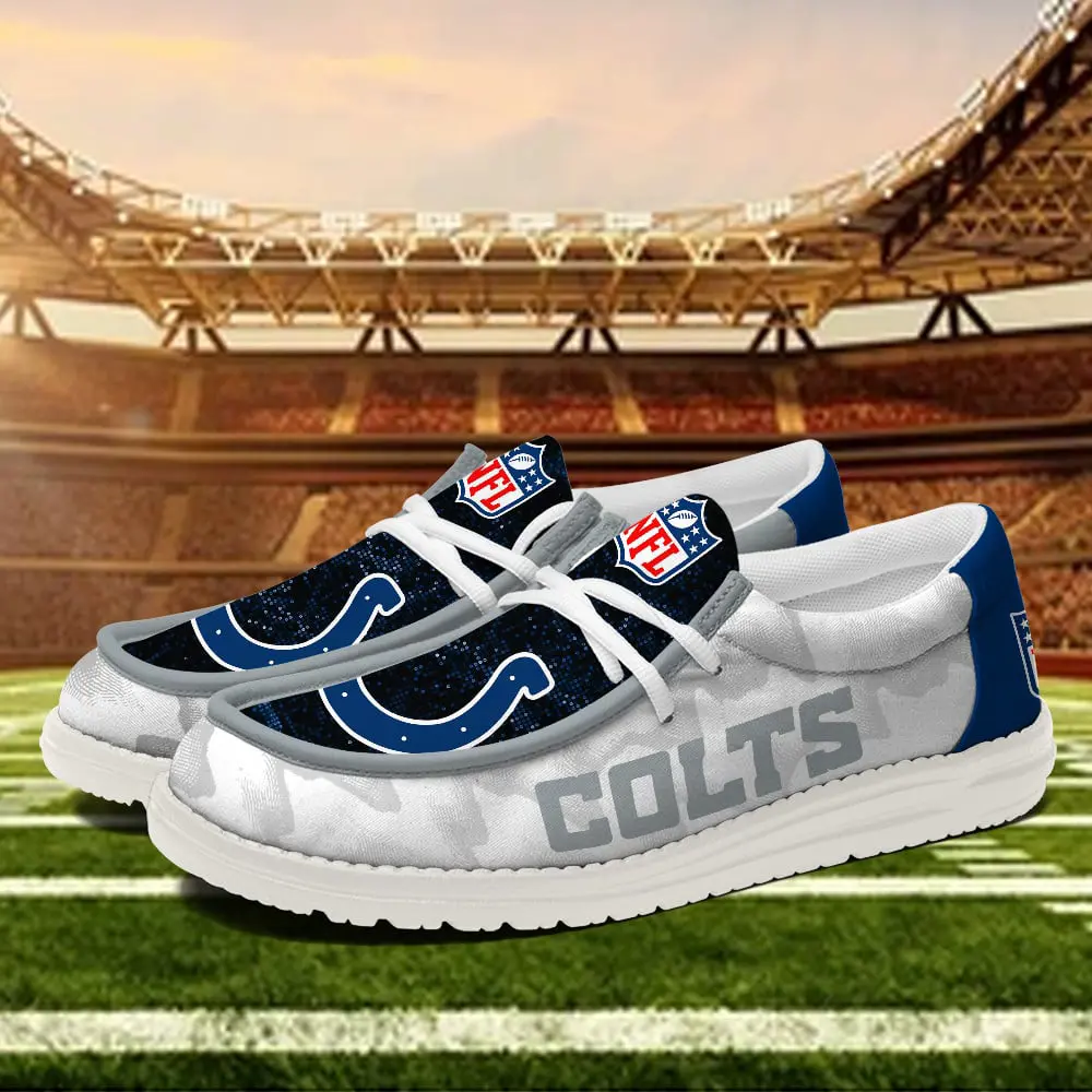 JWFancy Indianapolis Colts Hey Dude Shoes Wally Men's Lace Up Loafers Comfortable For Men And Women