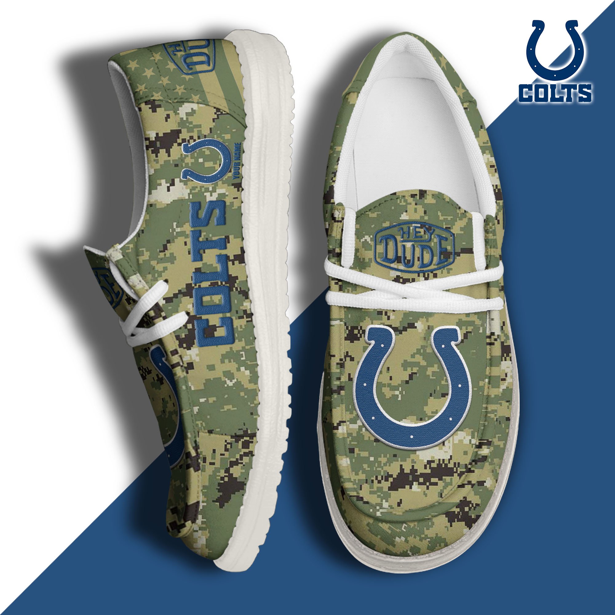 JWFancy Indianapolis Colts Hey Dude Shoes Wally Men's Lace Up Loafers Comfortable For Men And Women