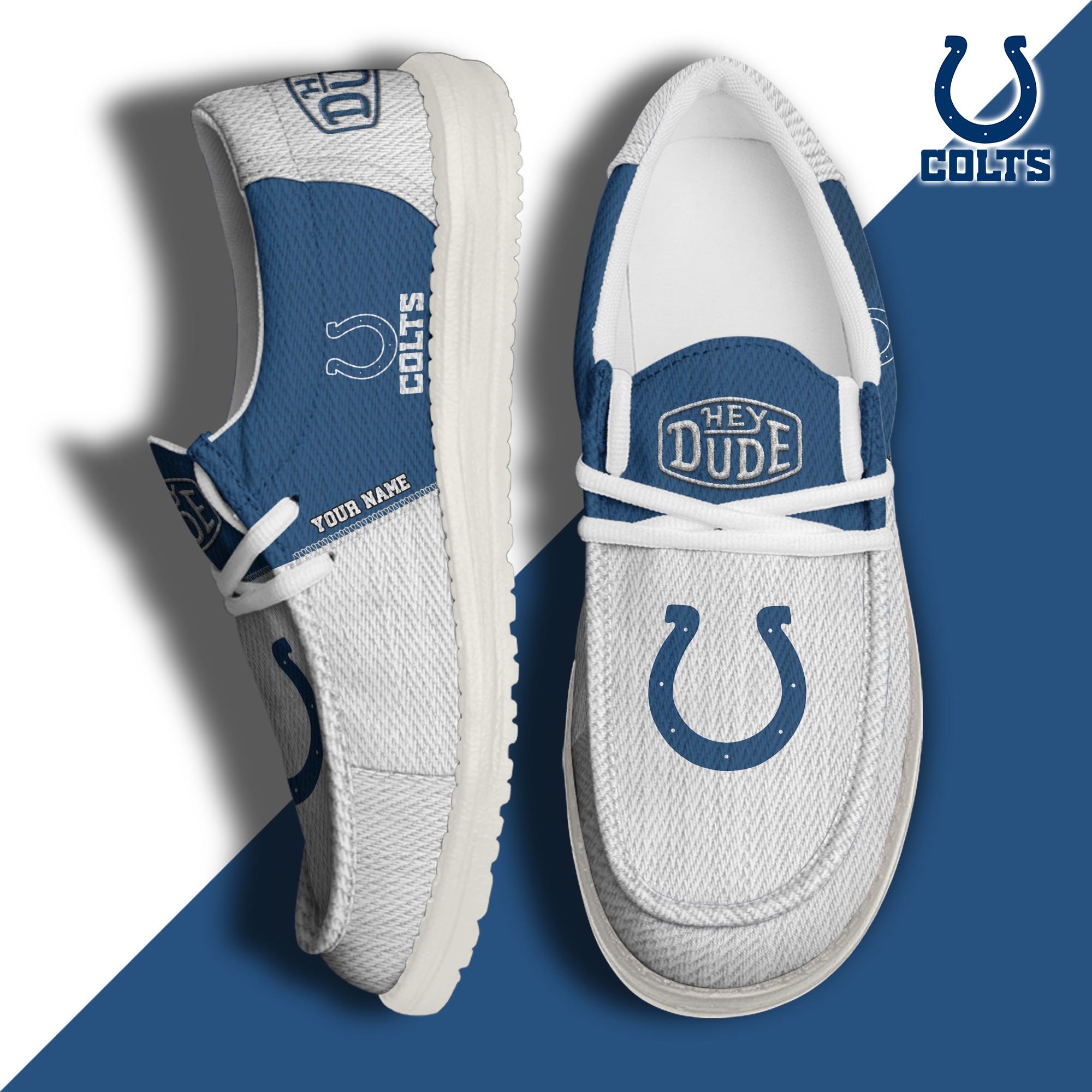 JWFancy Indianapolis Colts Hey Dude Shoes Wally Men's Lace Up Loafers Comfortable For Men And Women