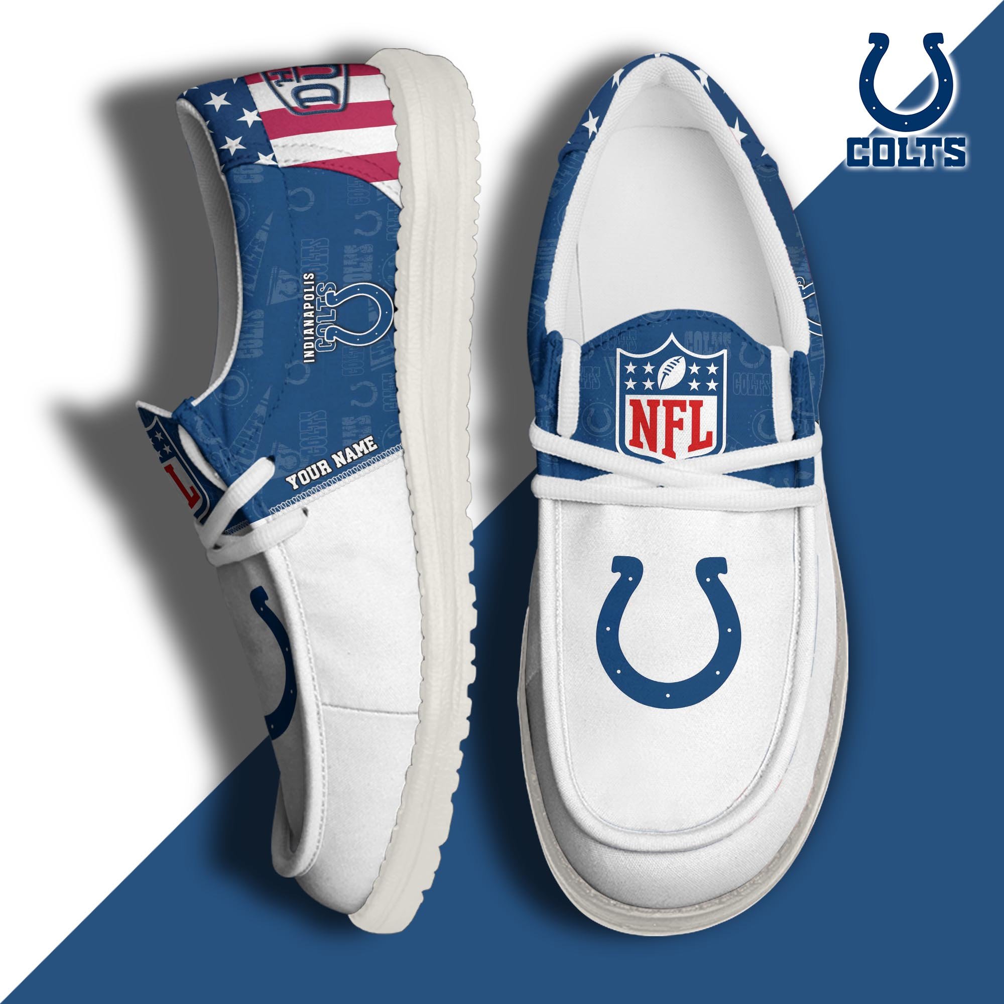 JWFancy Indianapolis Colts Hey Dude Shoes Wally Men's Lace Up Loafers Comfortable For Men And Women
