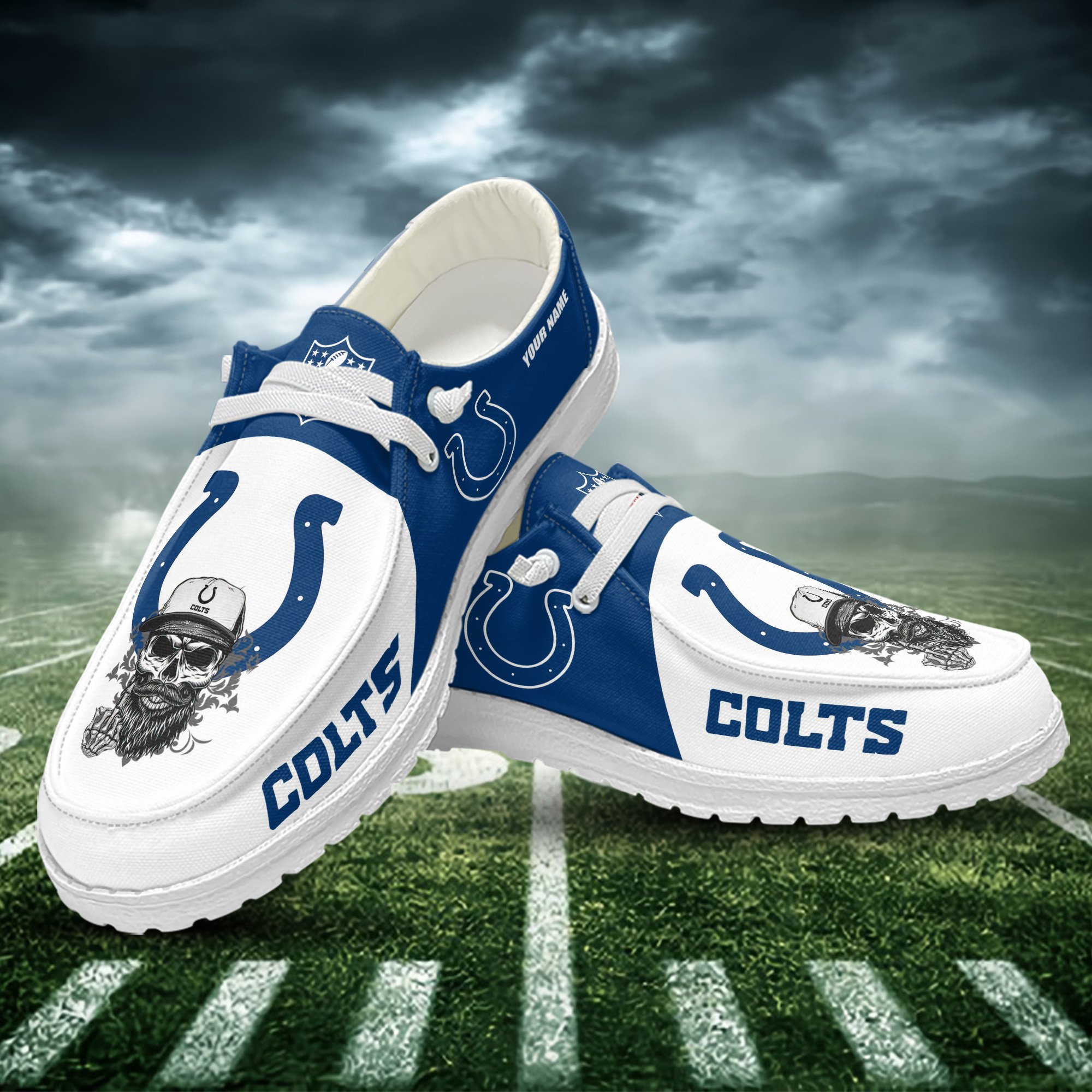 JWFancy Indianapolis Colts Hey Dude Shoes Wally Men's Lace Up Loafers Comfortable For Men And Women