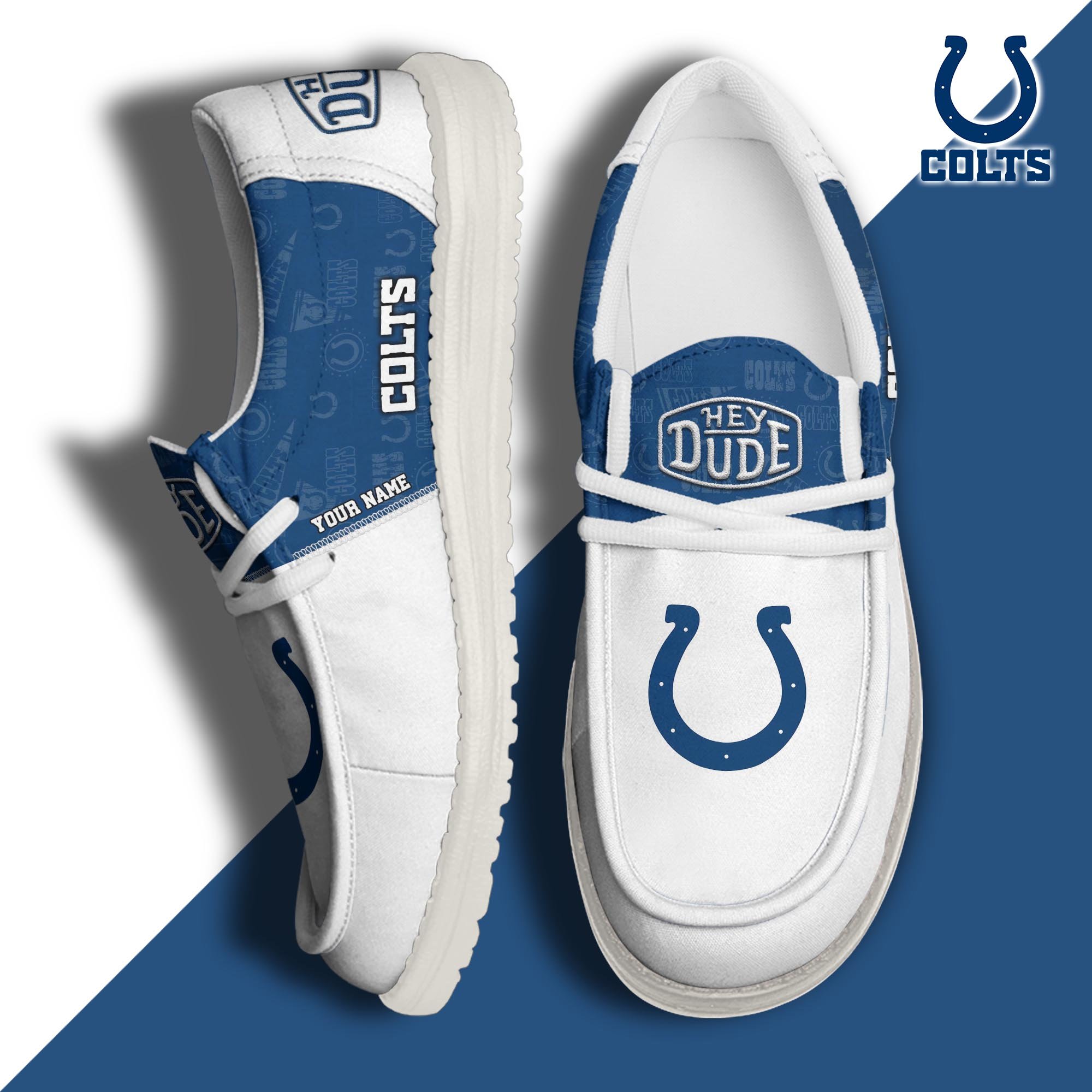 JWFancy Indianapolis Colts Hey Dude Shoes Wally Men's Lace Up Loafers Comfortable For Men And Women
