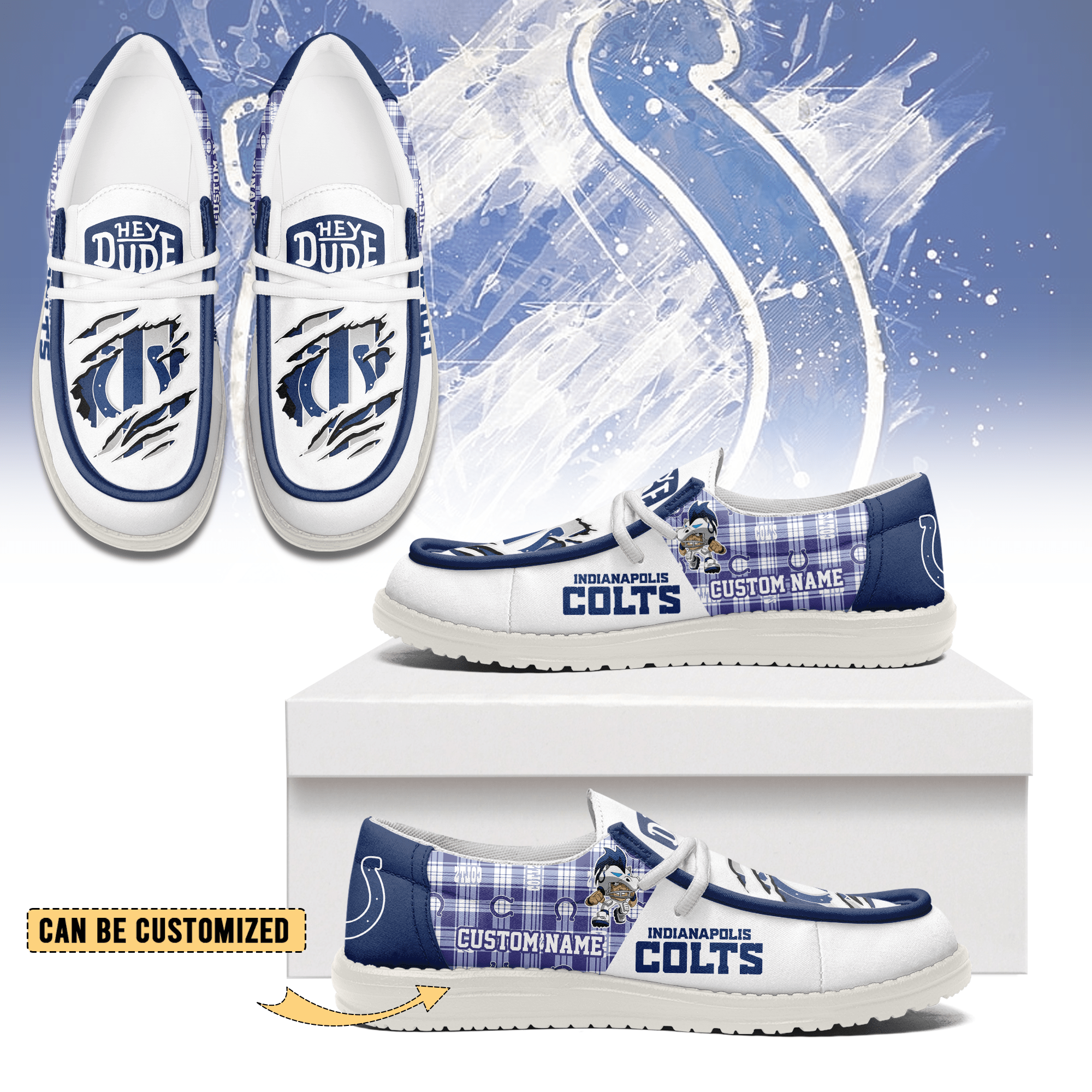 JWFancy Indianapolis Colts Hey Dude Shoes Wally Men’s Lace Up Loafers Comfortable For Men And Women