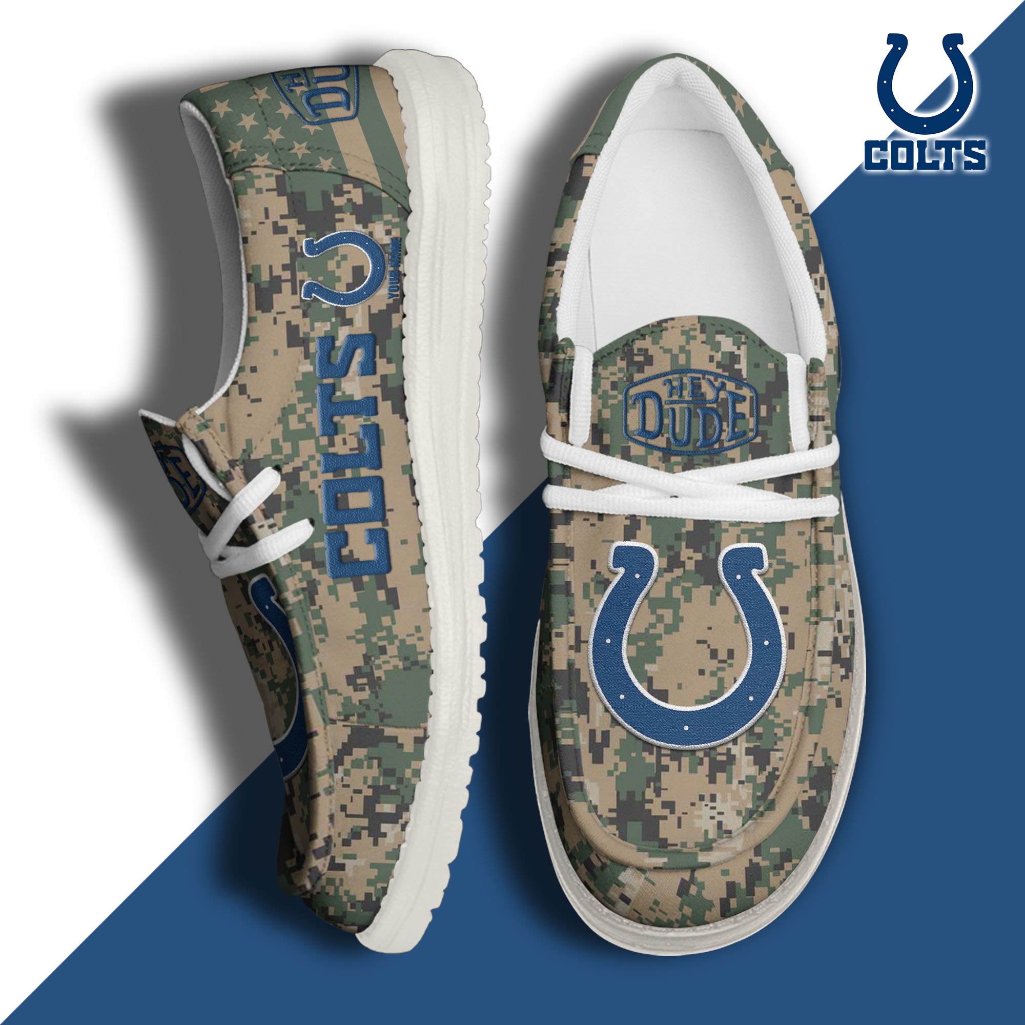 JWFancy Indianapolis Colts Hey Dude Shoes Wally Men's Lace Up Loafers Comfortable For Men And Women
