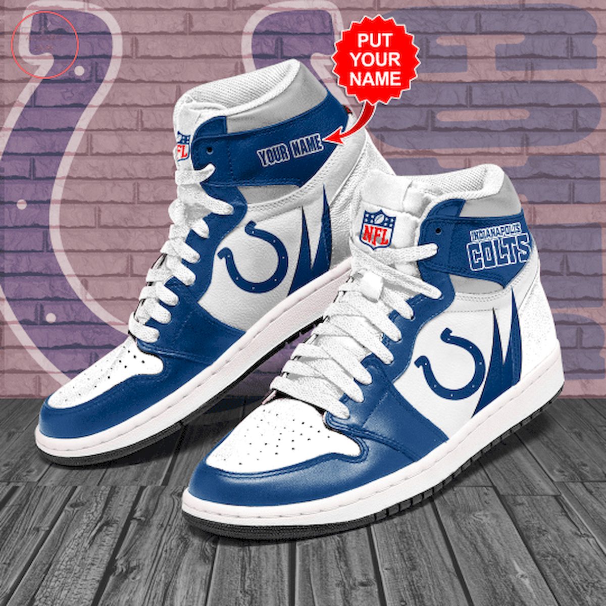 JWFancy Indianapolis Colts NFL AJ1 High Sneakers Shoes For Men And Women