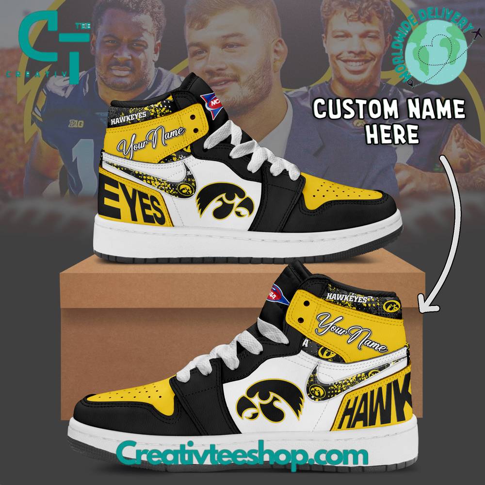 JWFancy Iowa Hawkeyes AJ1 High Sneakers Shoes For Men And Women