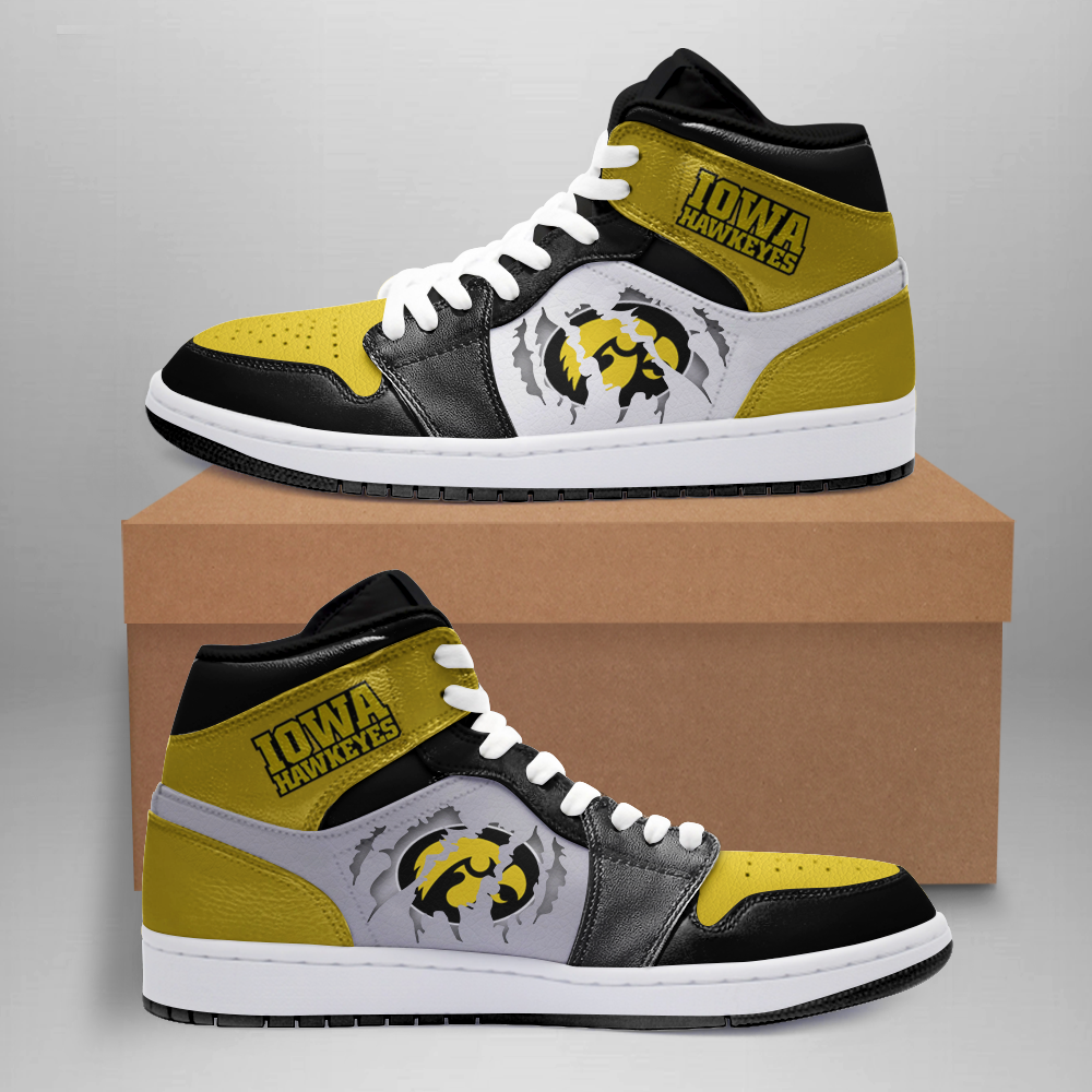 JWFancy Iowa Hawkeyes AJ1 High Sneakers Shoes For Men And Women