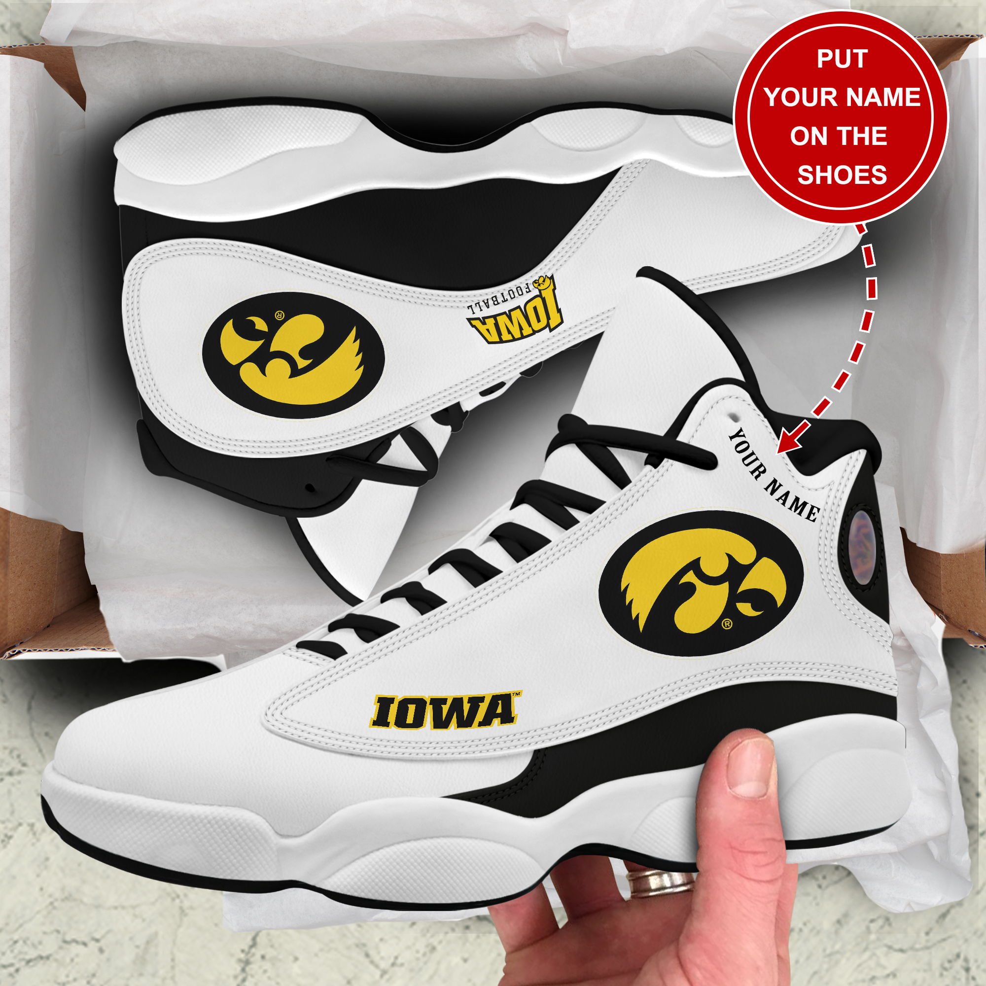 JWFancy Iowa Hawkeyes AJ13 Sneakers Shoes For Men And Women