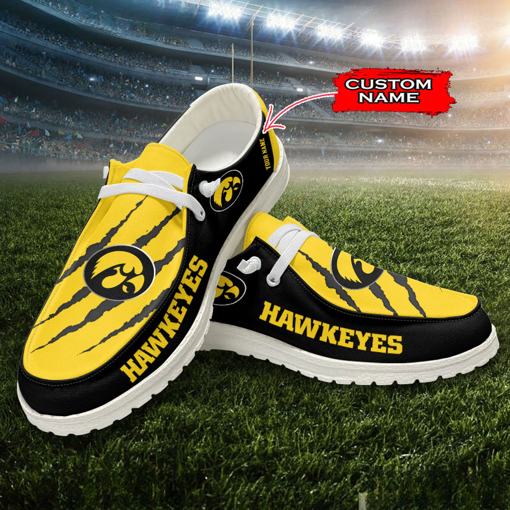 JWFancy Iowa Hawkeyes Hey Dude Shoes Wally Men's Lace Up Loafers Comfortable For Men And Women