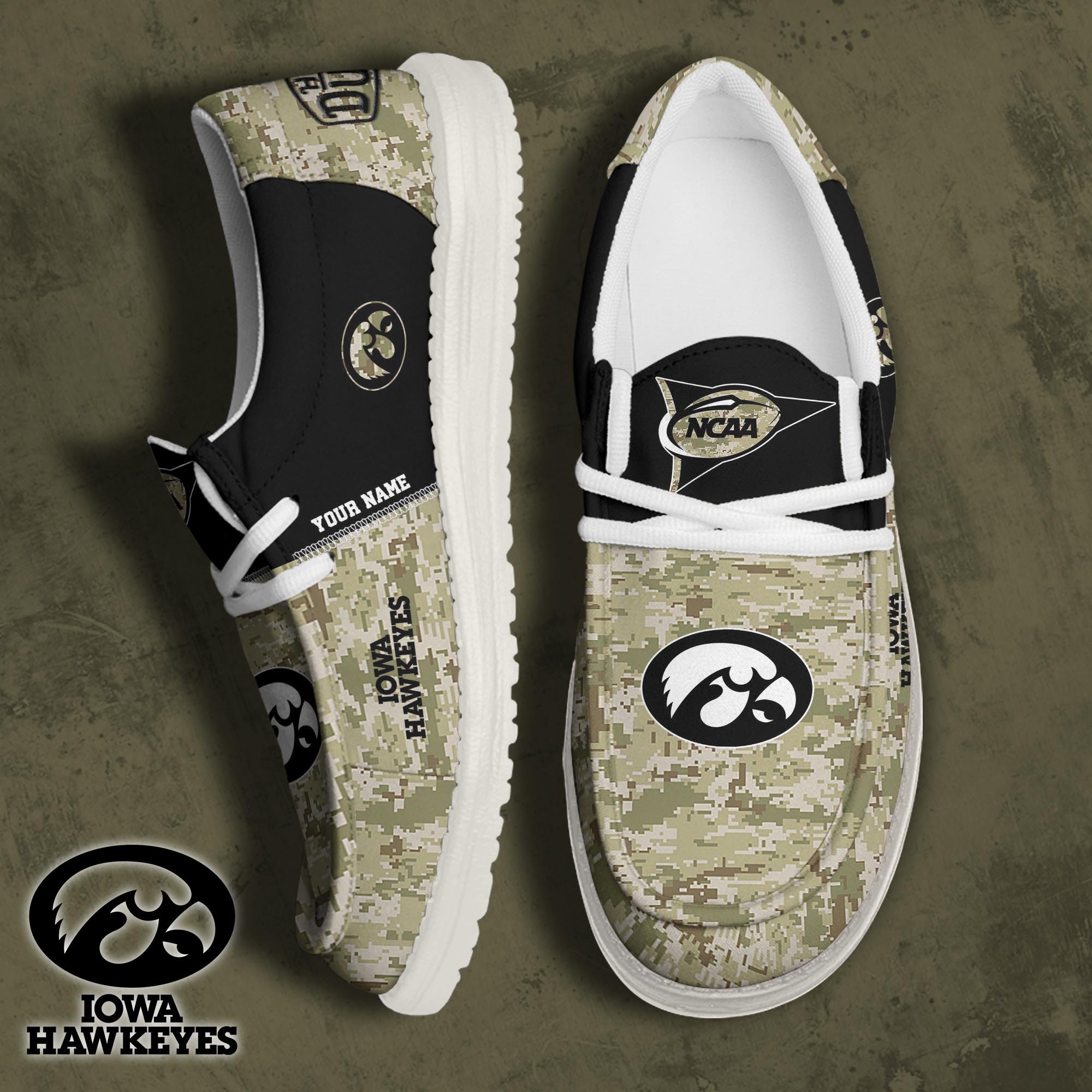 JWFancy Iowa Hawkeyes Hey Dude Shoes Wally Men's Lace Up Loafers Comfortable For Men And Women