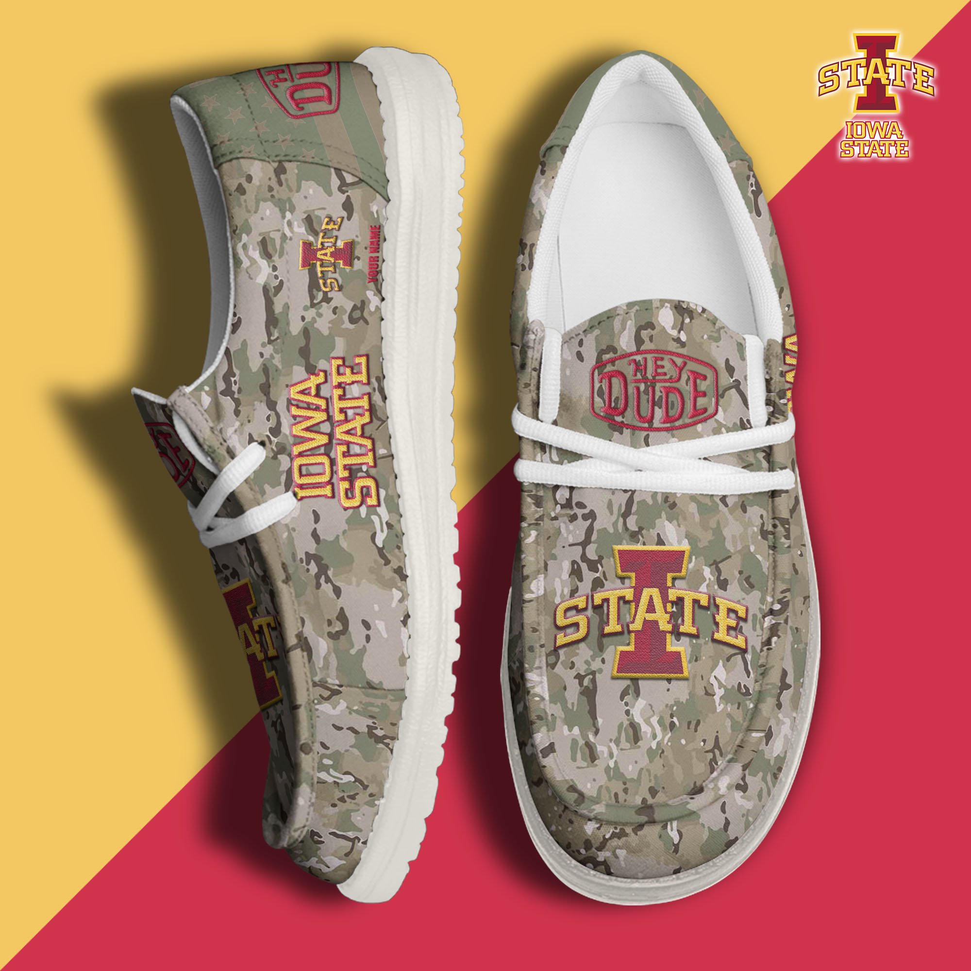 JWFancy Iowa State Cyclones Hey Dude Shoes Wally Men's Lace Up Loafers Comfortable For Men And Women