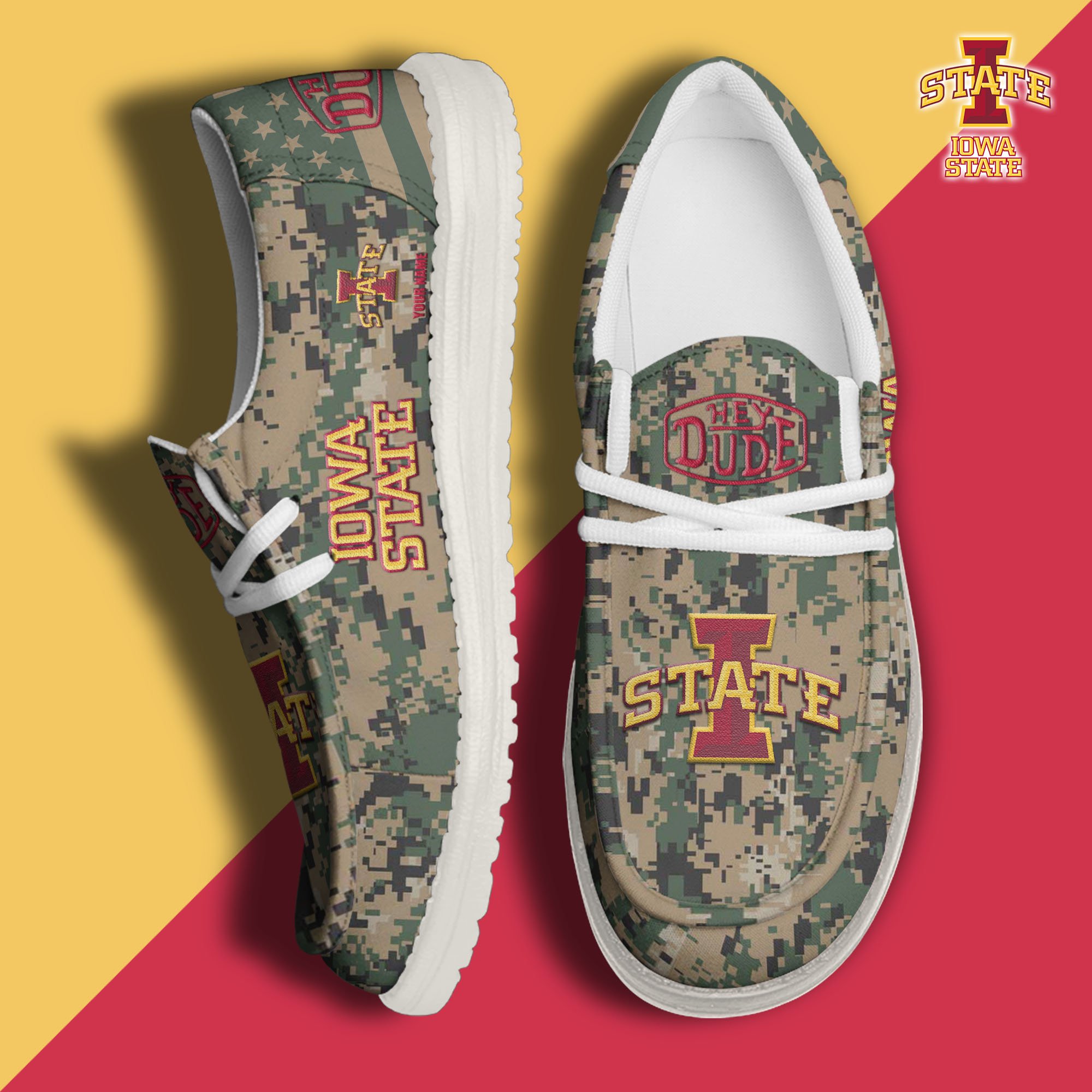 JWFancy Iowa State Cyclones Hey Dude Shoes Wally Men's Lace Up Loafers Comfortable For Men And Women