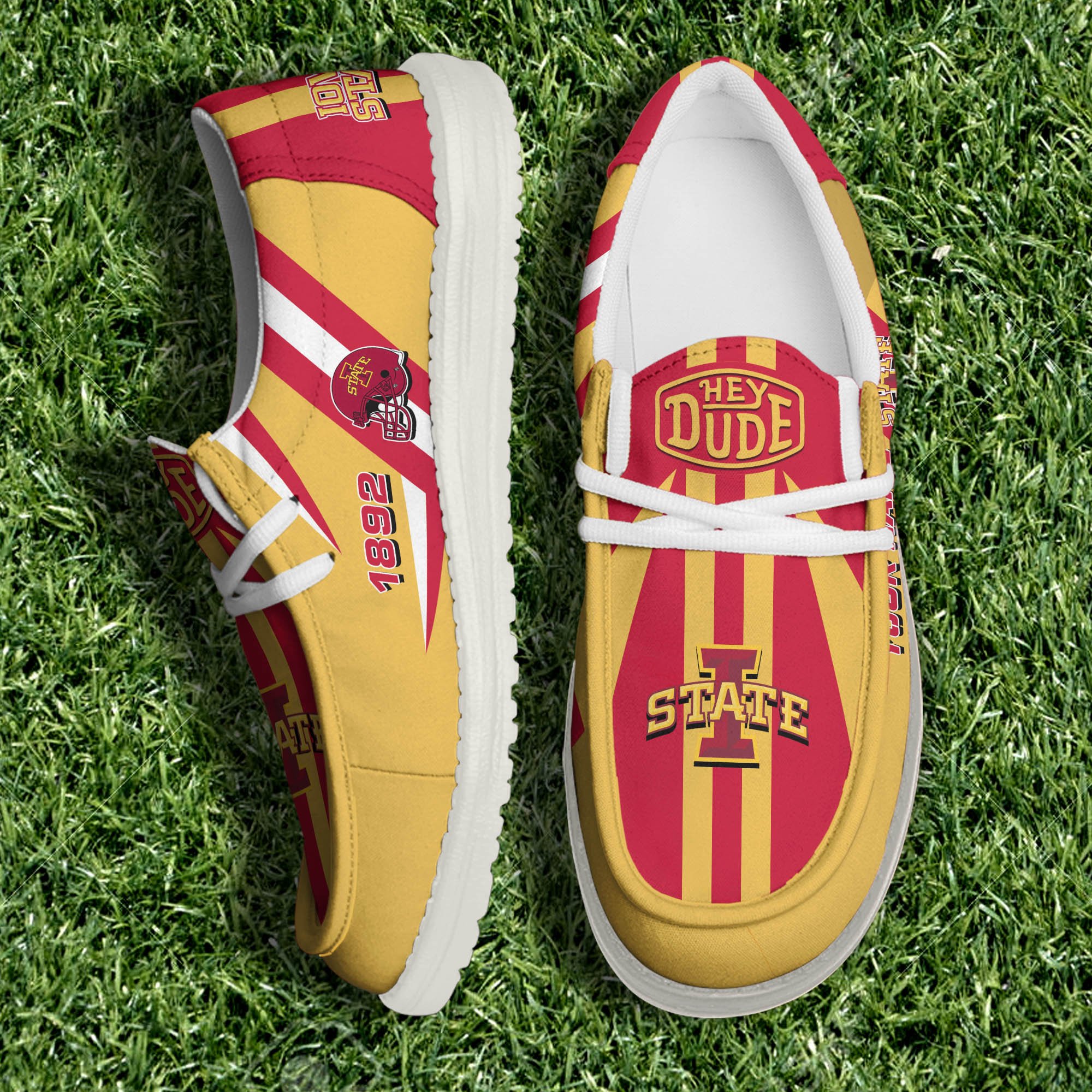 JWFancy Iowa State Cyclones Hey Dude Shoes Wally Men's Lace Up Loafers Comfortable For Men And Women