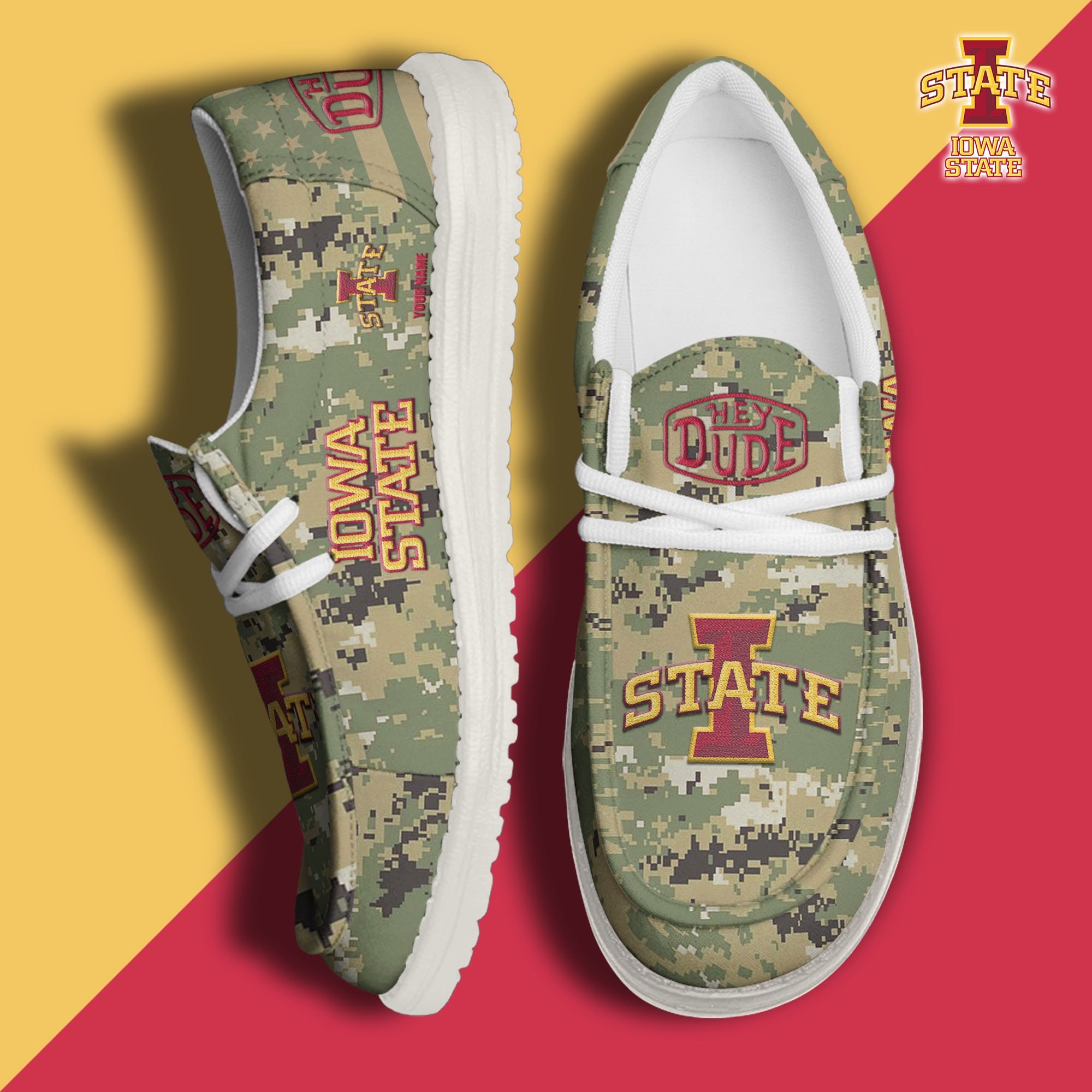 JWFancy Iowa State Cyclones Hey Dude Shoes Wally Men's Lace Up Loafers Comfortable For Men And Women