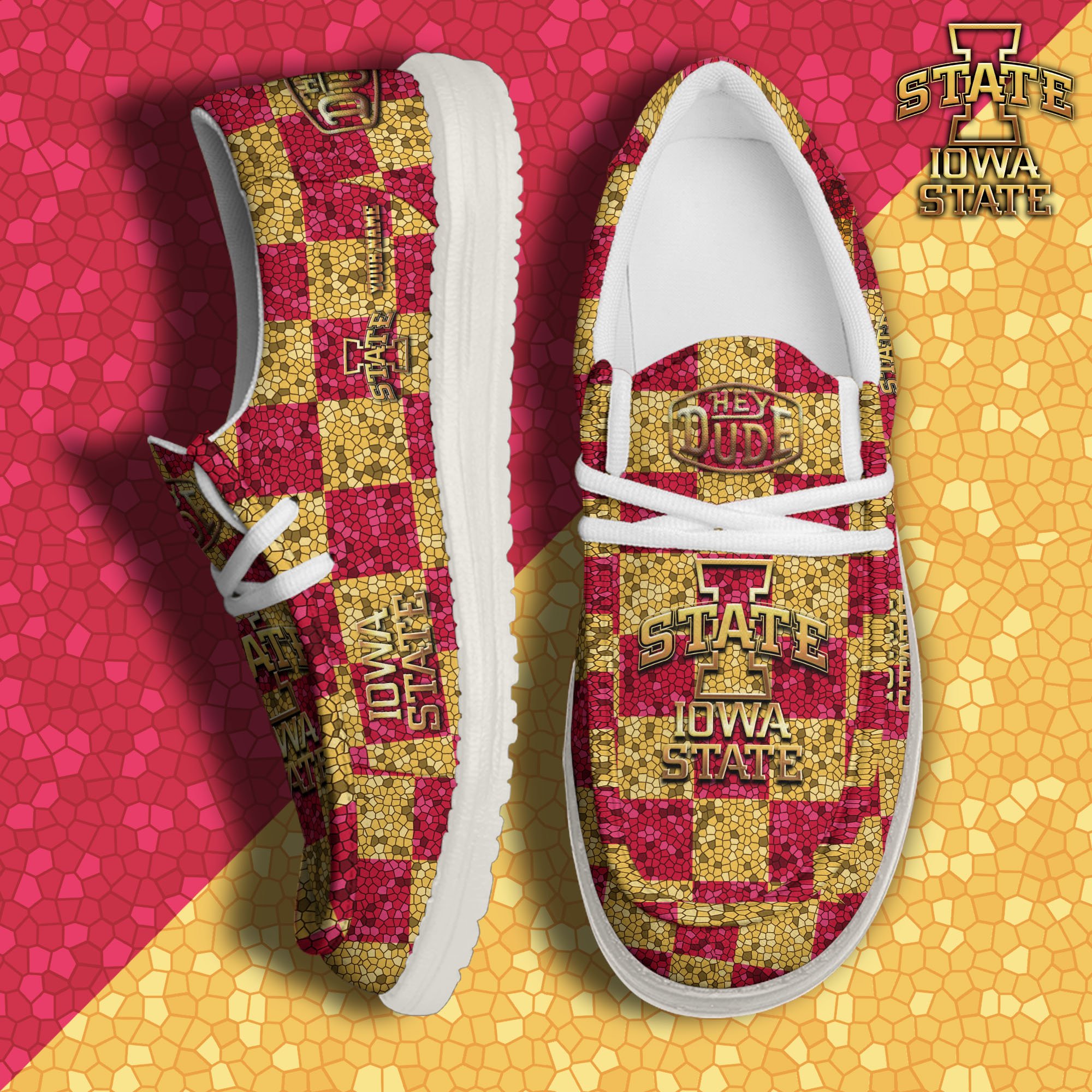 JWFancy Iowa State Cyclones Hey Dude Shoes Wally Men's Lace Up Loafers Comfortable For Men And Women