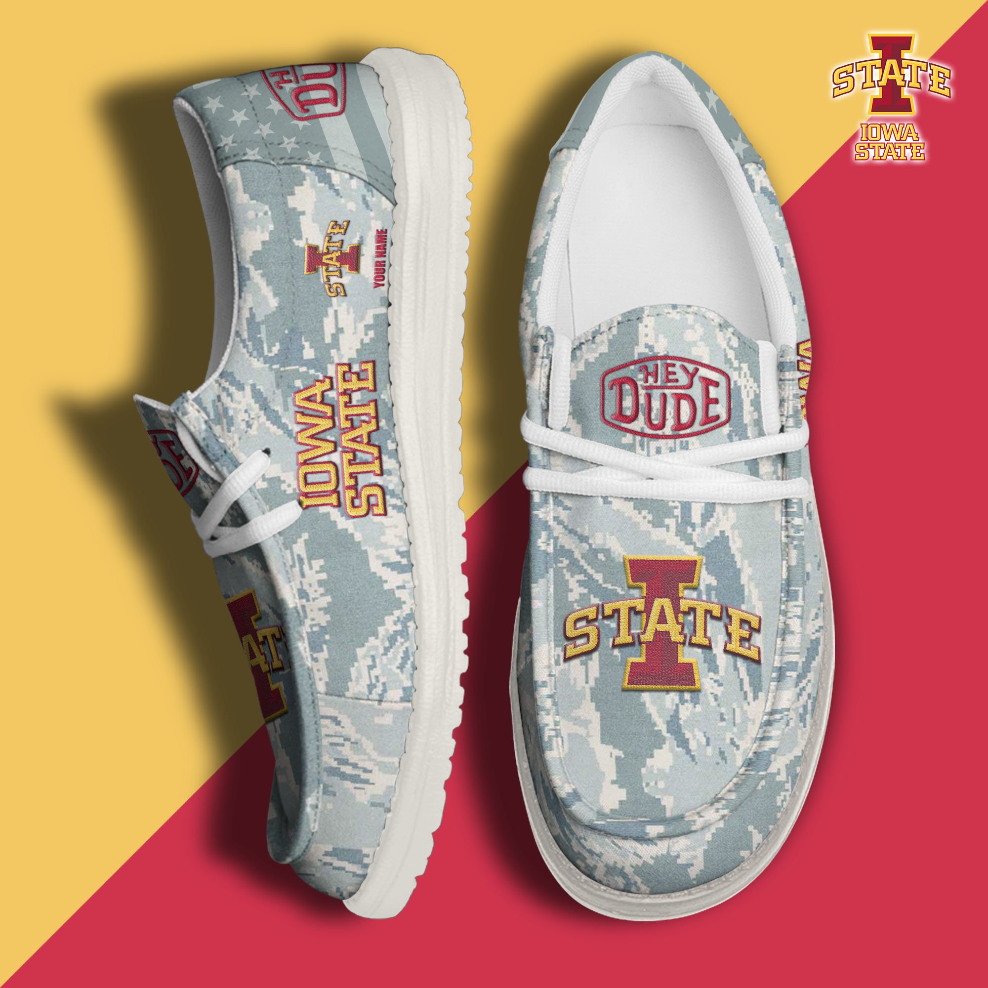 JWFancy Iowa State Cyclones Hey Dude Shoes Wally Men's Lace Up Loafers Comfortable For Men And Women