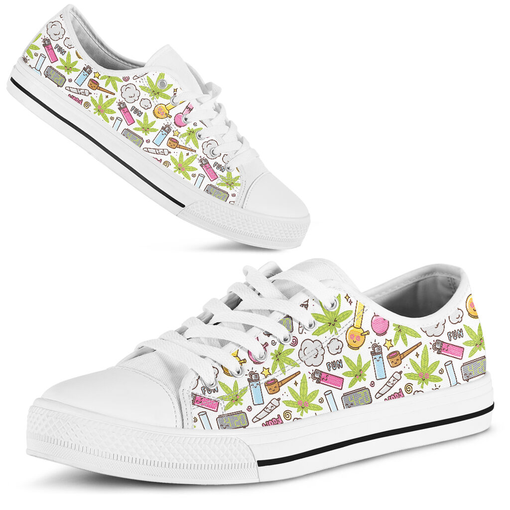 JWFancy It'S 420 Somewhere Cute Pattern - Weed  Low Top Canvas Sneakers Shoes For Men And Women