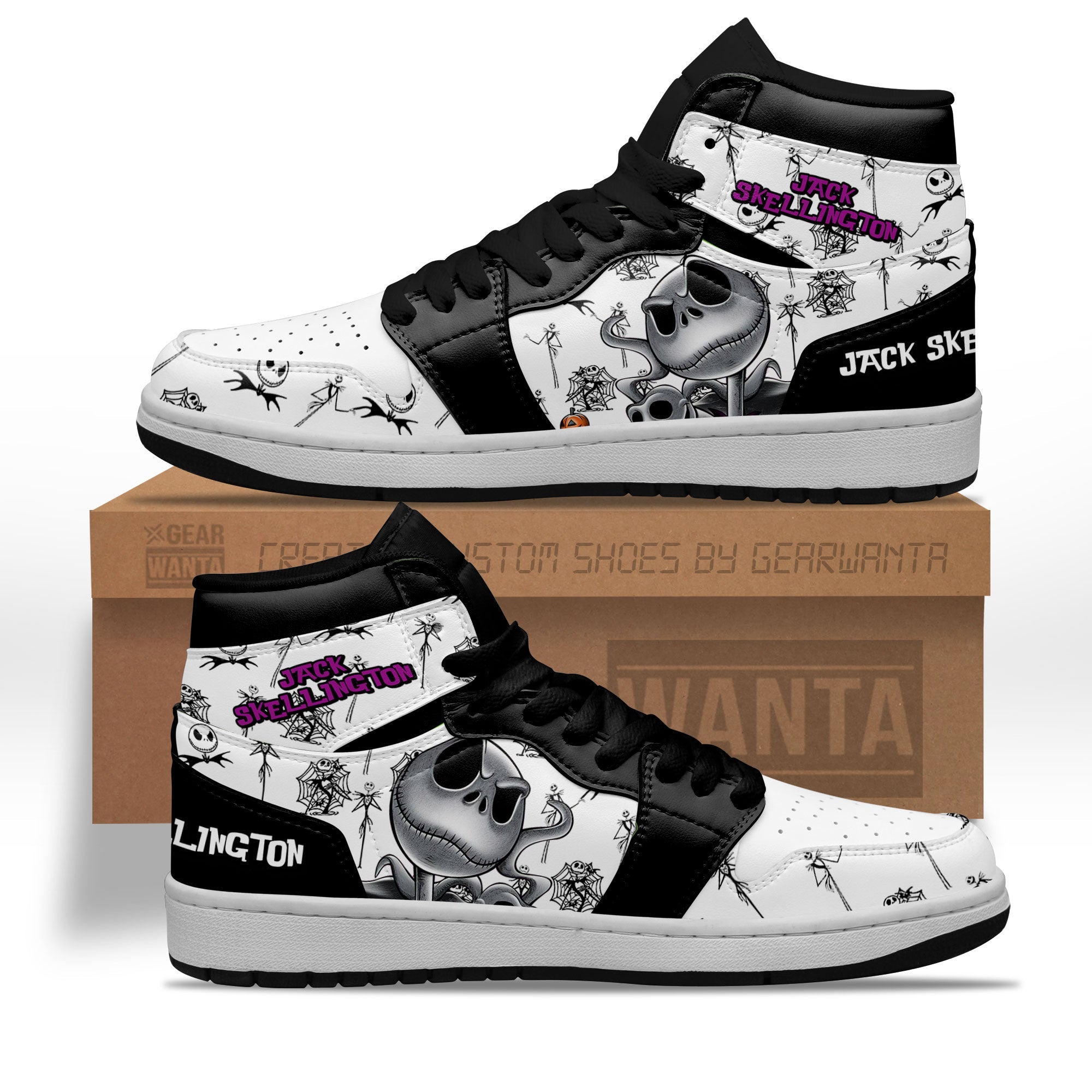 JWFancy Jack Skellington AJ1 High Sneakers Shoes For Men And Women