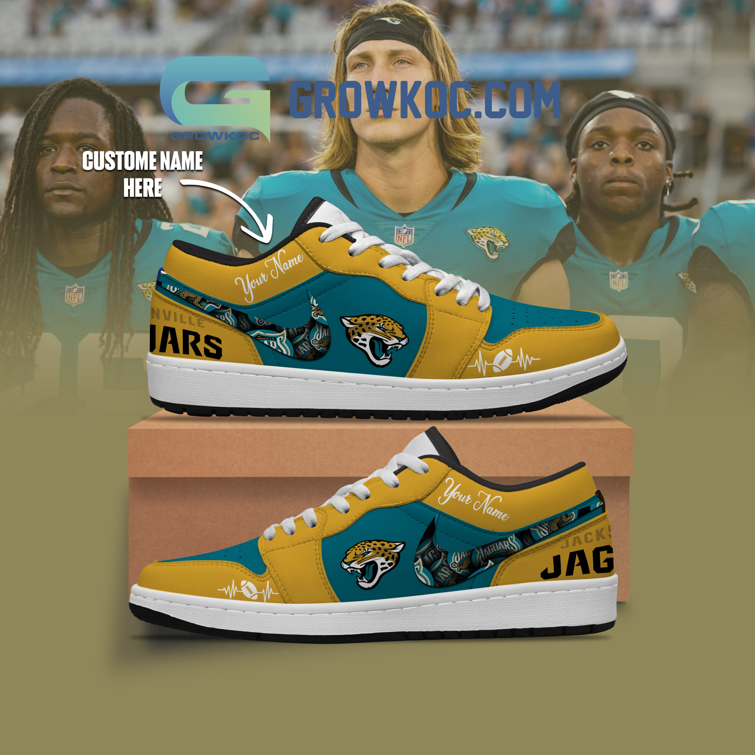 JWFancy Jacksonville Jaguars AJ1 Low Sneakers Shoes For Men And Women