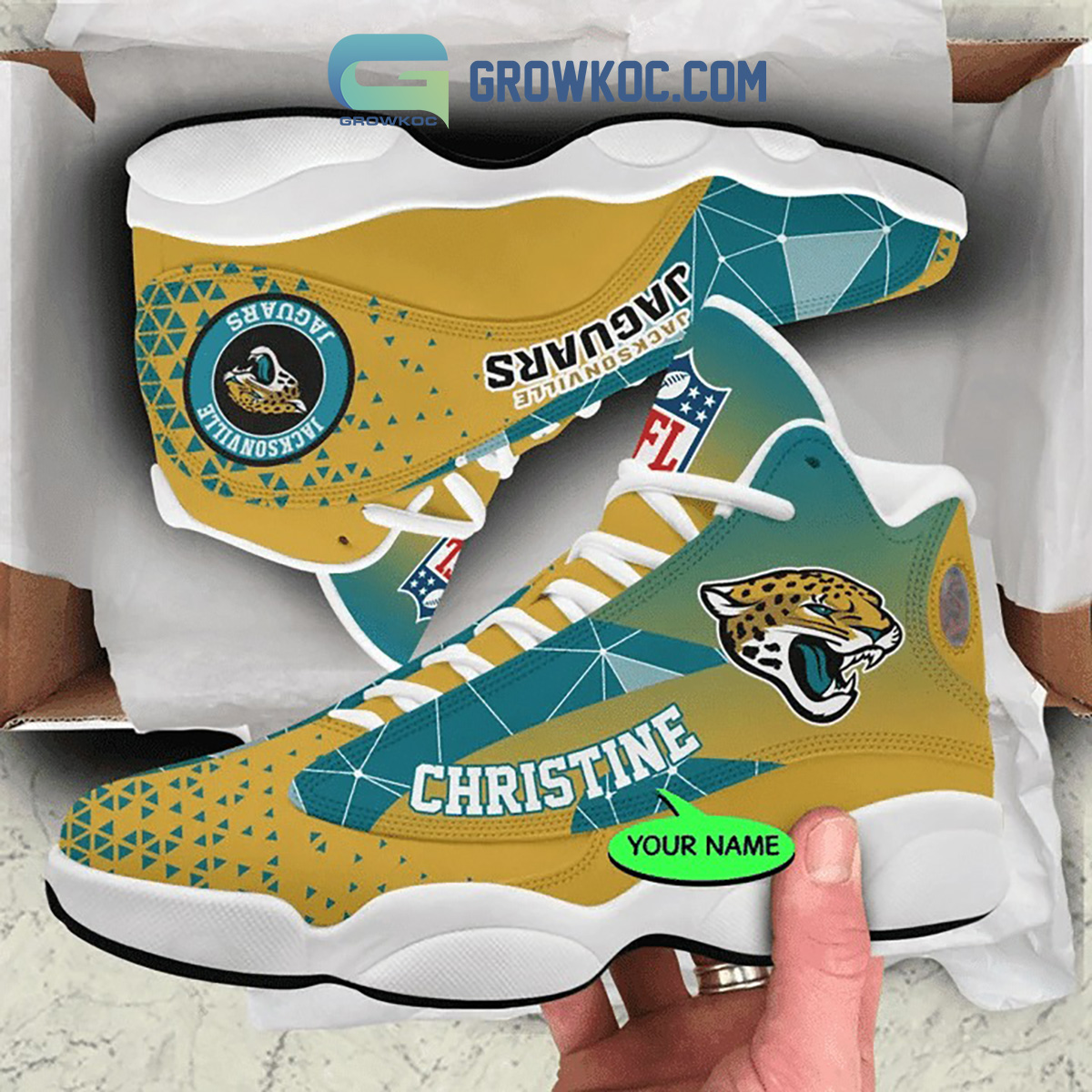 JWFancy Jacksonville Jaguars AJ13 Sneakers Shoes For Men And Women
