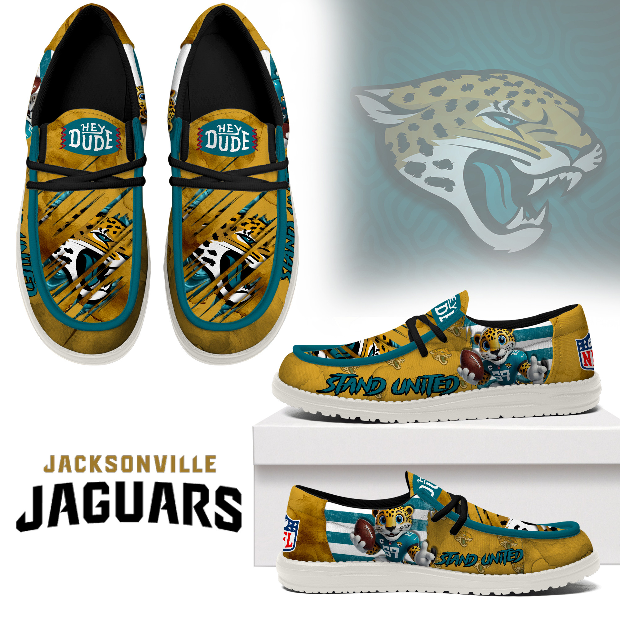 JWFancy Jacksonville Jaguars – Custom Name Hey Dude