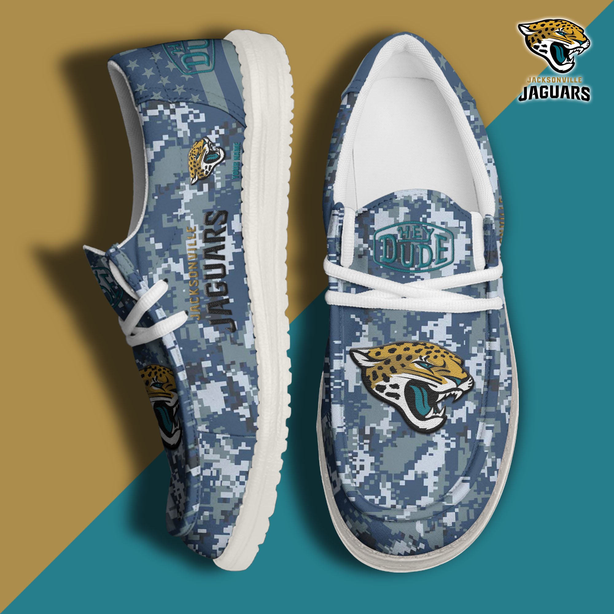 JWFancy Jacksonville Jaguars Hey Dude Shoes Wally Men's Lace Up Loafers Comfortable For Men And Women