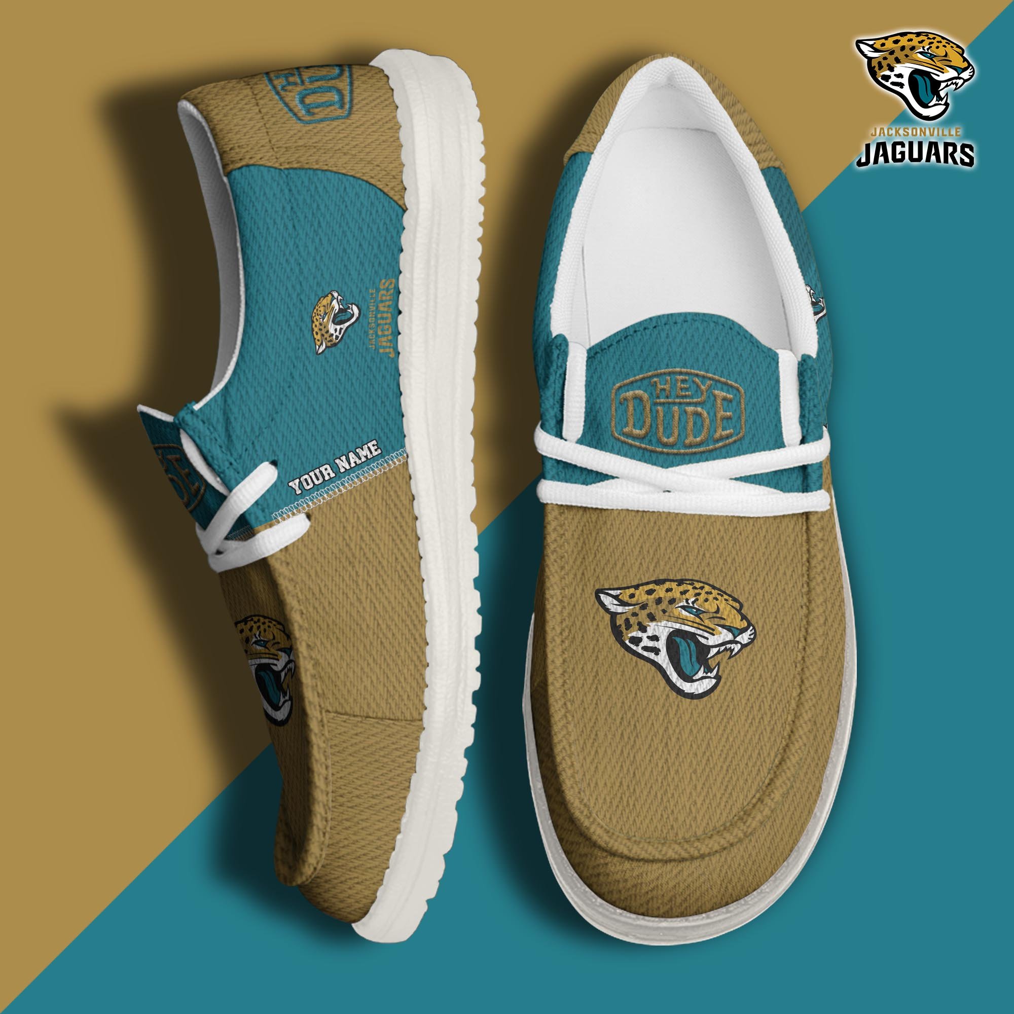 JWFancy Jacksonville Jaguars Hey Dude Shoes Wally Men's Lace Up Loafers Comfortable For Men And Women