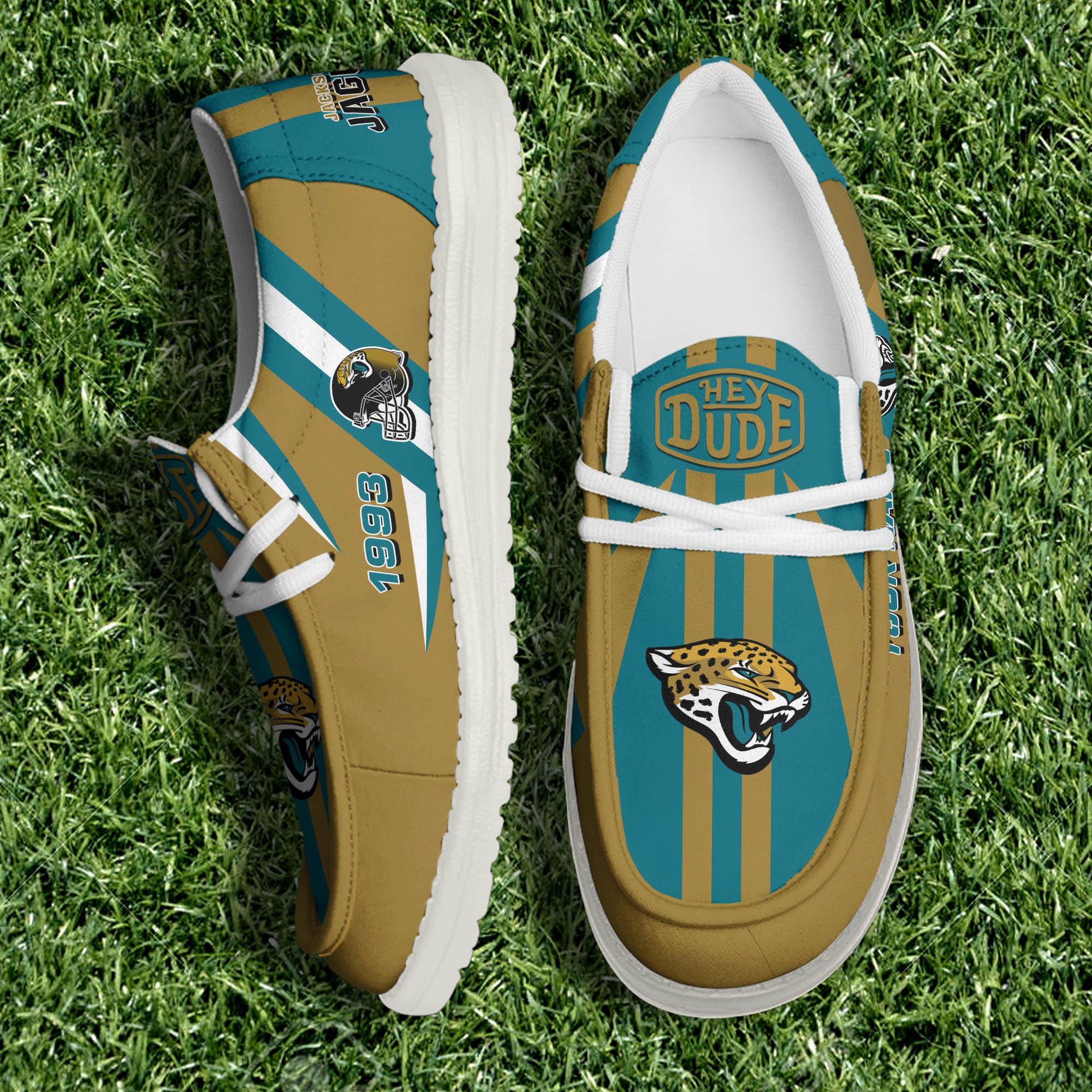 JWFancy Jacksonville Jaguars Hey Dude Shoes Wally Men's Lace Up Loafers Comfortable For Men And Women