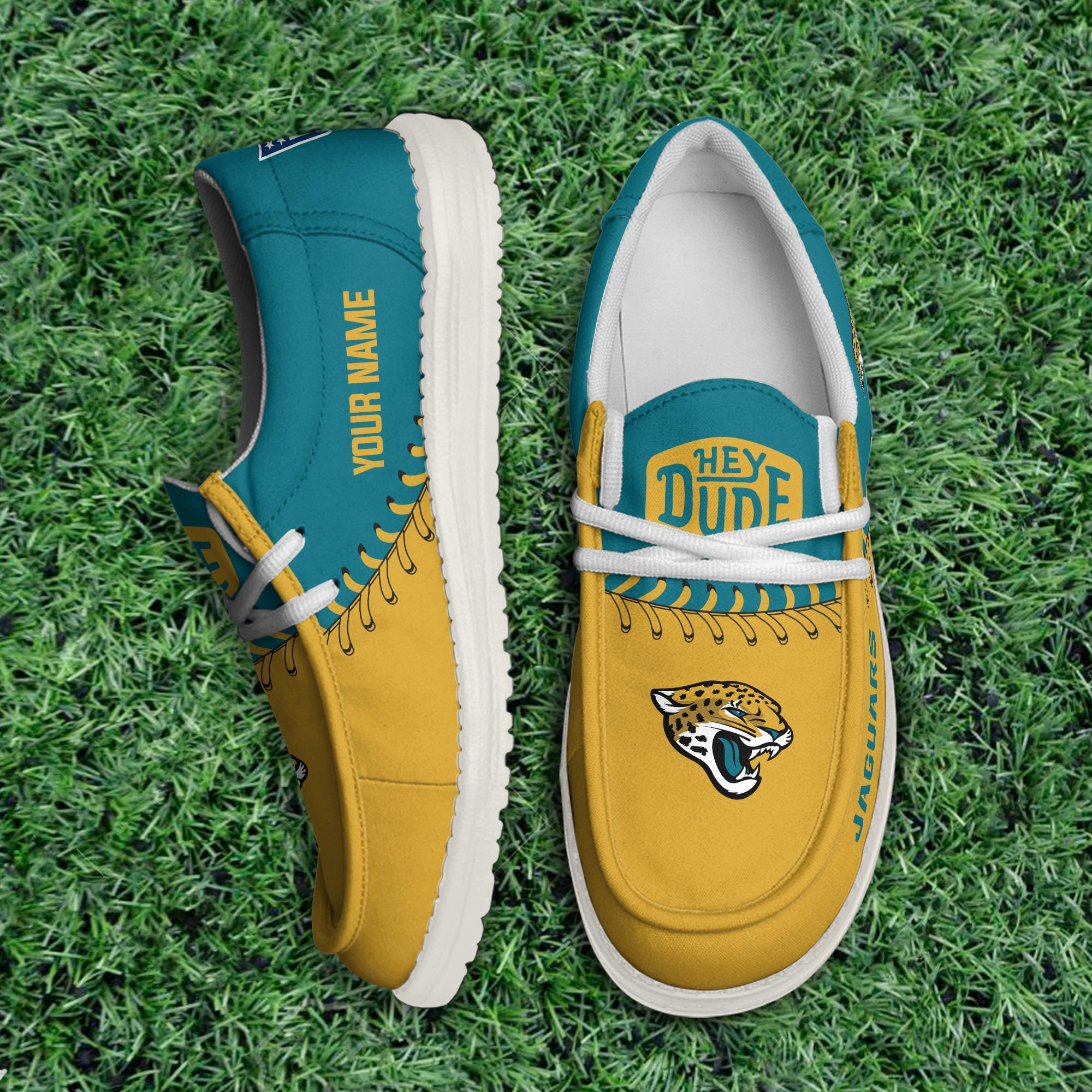 JWFancy Jacksonville Jaguars Hey Dude Shoes Wally Men's Lace Up Loafers Comfortable For Men And Women