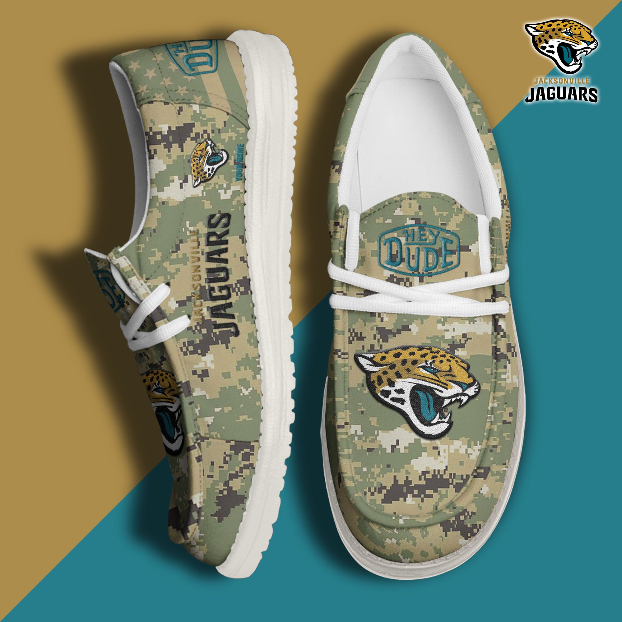 JWFancy Jacksonville Jaguars Hey Dude Shoes Wally Men's Lace Up Loafers Comfortable For Men And Women